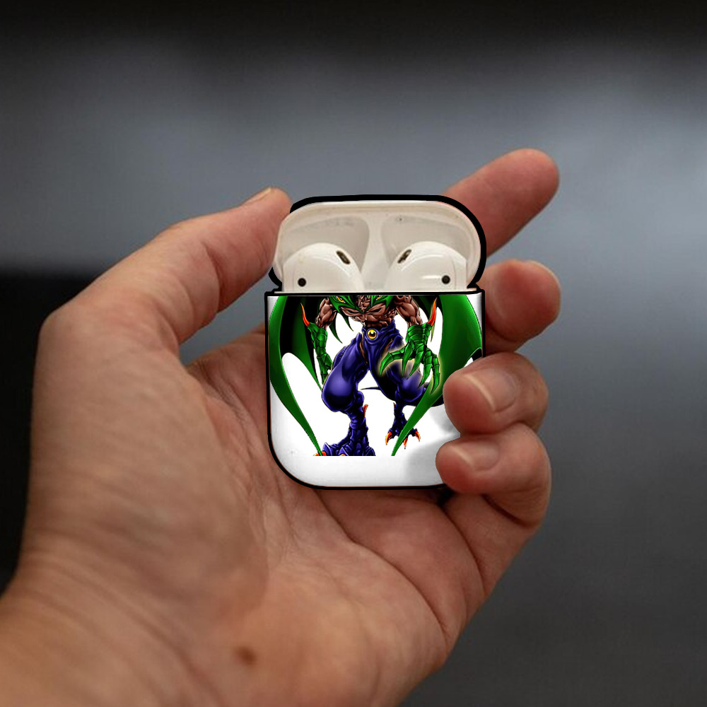 遊☆戯☆王 Yu-Gi-Oh! AirPods 第2世代保護ケース ハードシェル ブラック 耐衝撃・防指紋・カラビナ付き