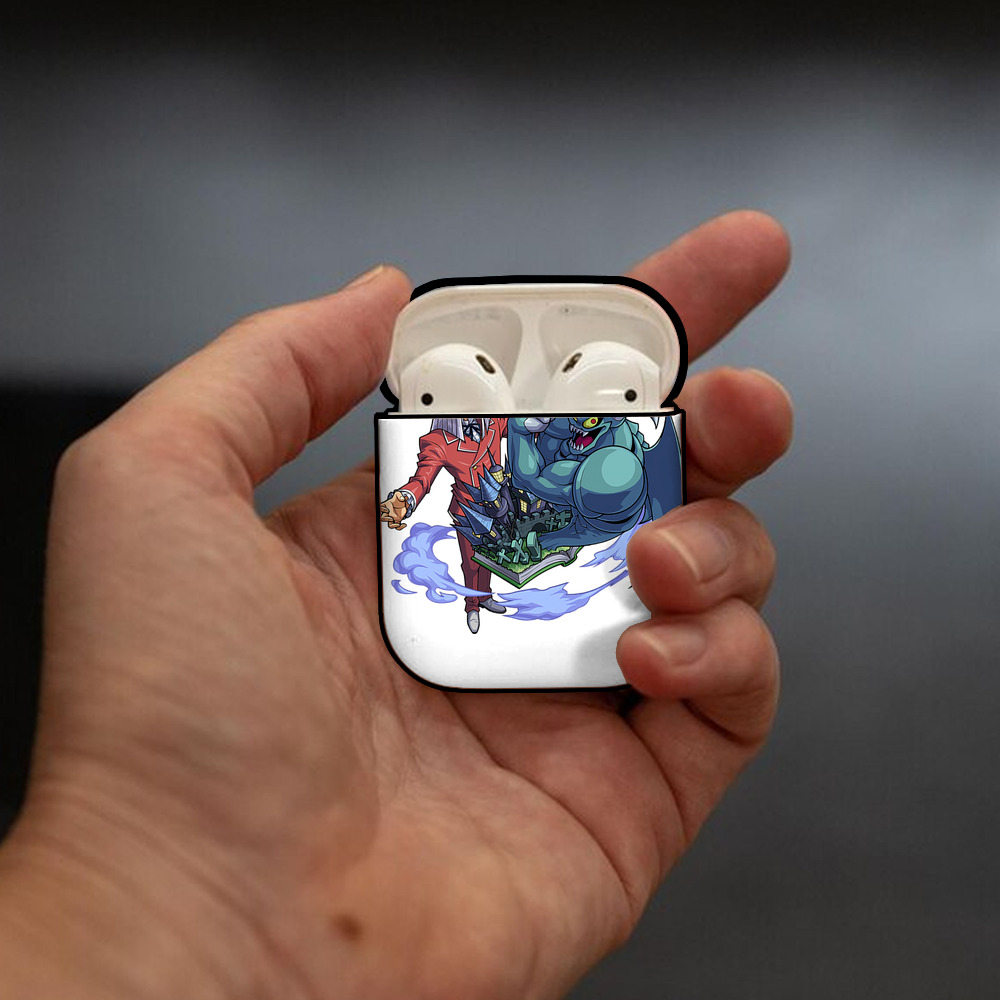 遊☆戯☆王 Yu-Gi-Oh! AirPods 第2世代保護ケース ハードシェル ブラック 耐衝撃・防指紋・カラビナ付き