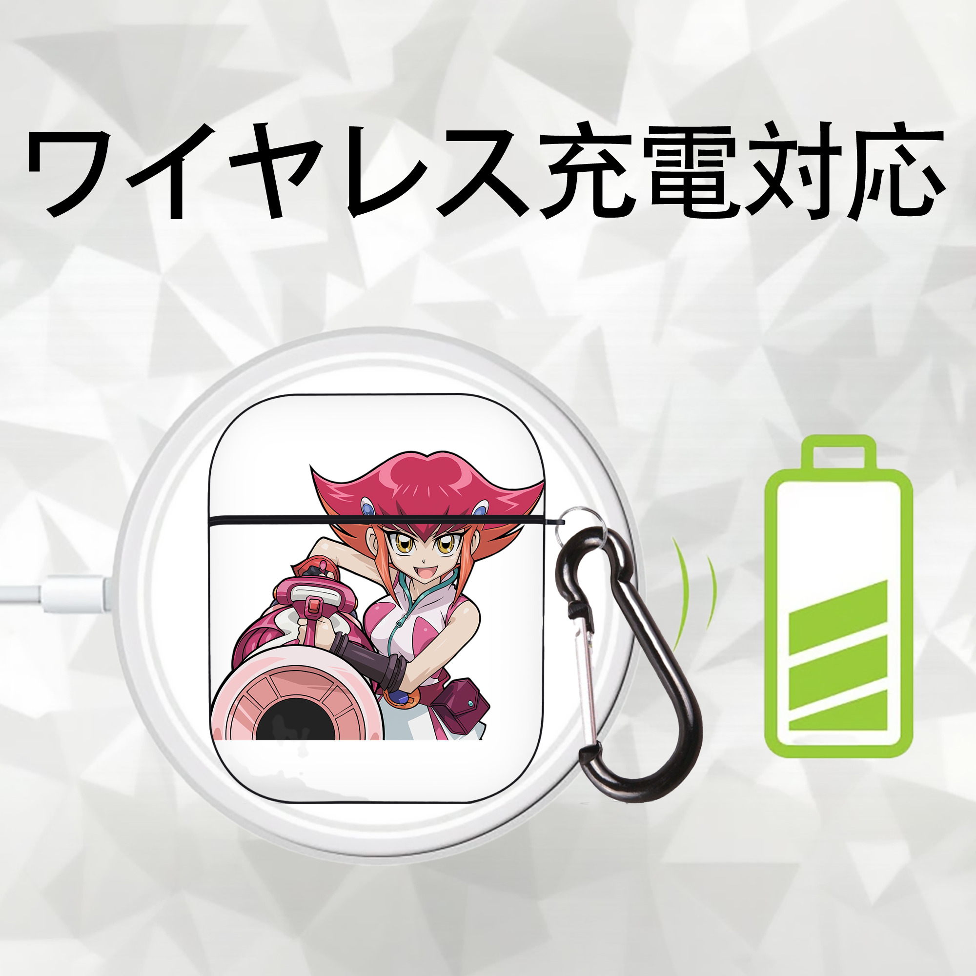 遊☆戯☆王 Yu-Gi-Oh! AirPods 第2世代保護ケース ハードシェル ブラック 耐衝撃・防指紋・カラビナ付き