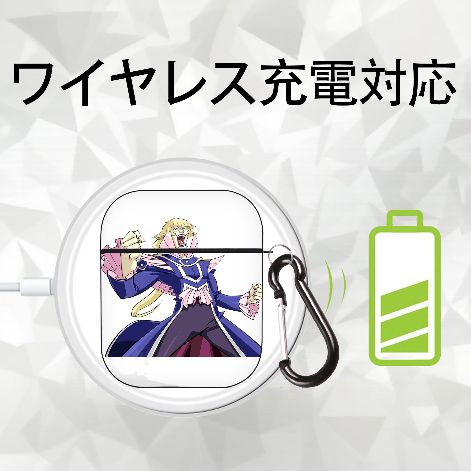 遊☆戯☆王 Yu-Gi-Oh! AirPods 第2世代保護ケース ハードシェル ブラック 耐衝撃・防指紋・カラビナ付き