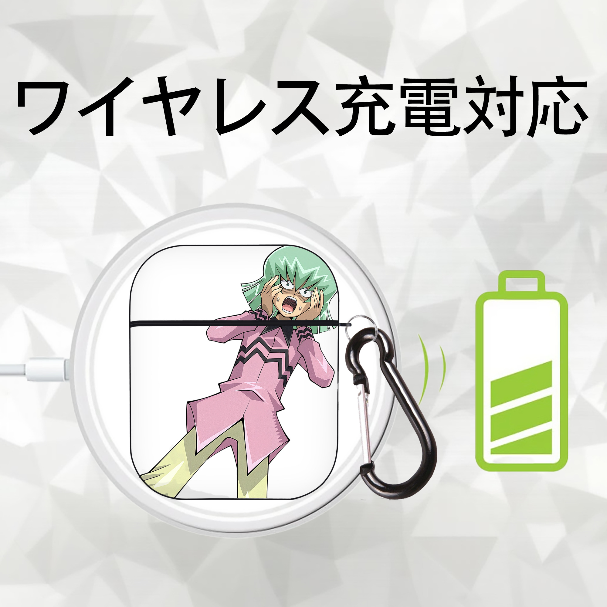 遊☆戯☆王 Yu-Gi-Oh! AirPods 第2世代保護ケース ハードシェル ブラック 耐衝撃・防指紋・カラビナ付き