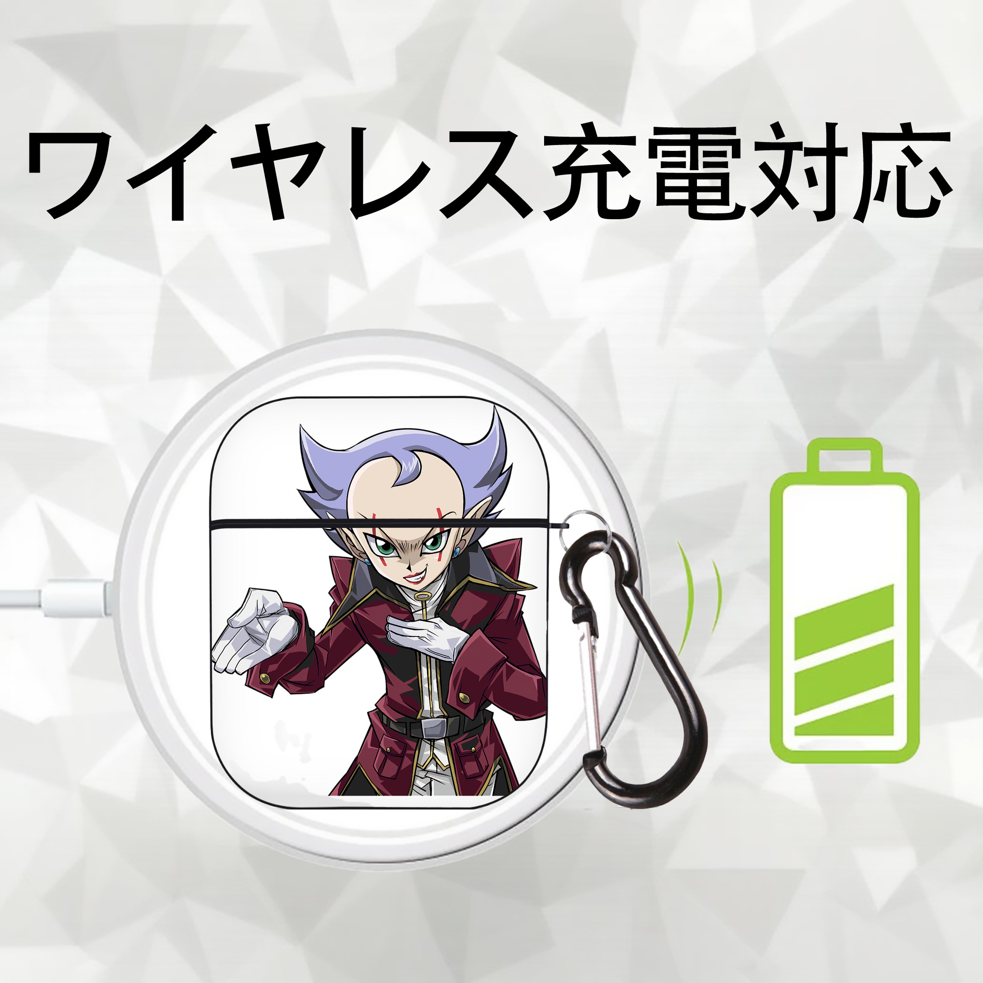 遊☆戯☆王 Yu-Gi-Oh! AirPods 第2世代保護ケース ハードシェル ブラック 耐衝撃・防指紋・カラビナ付き