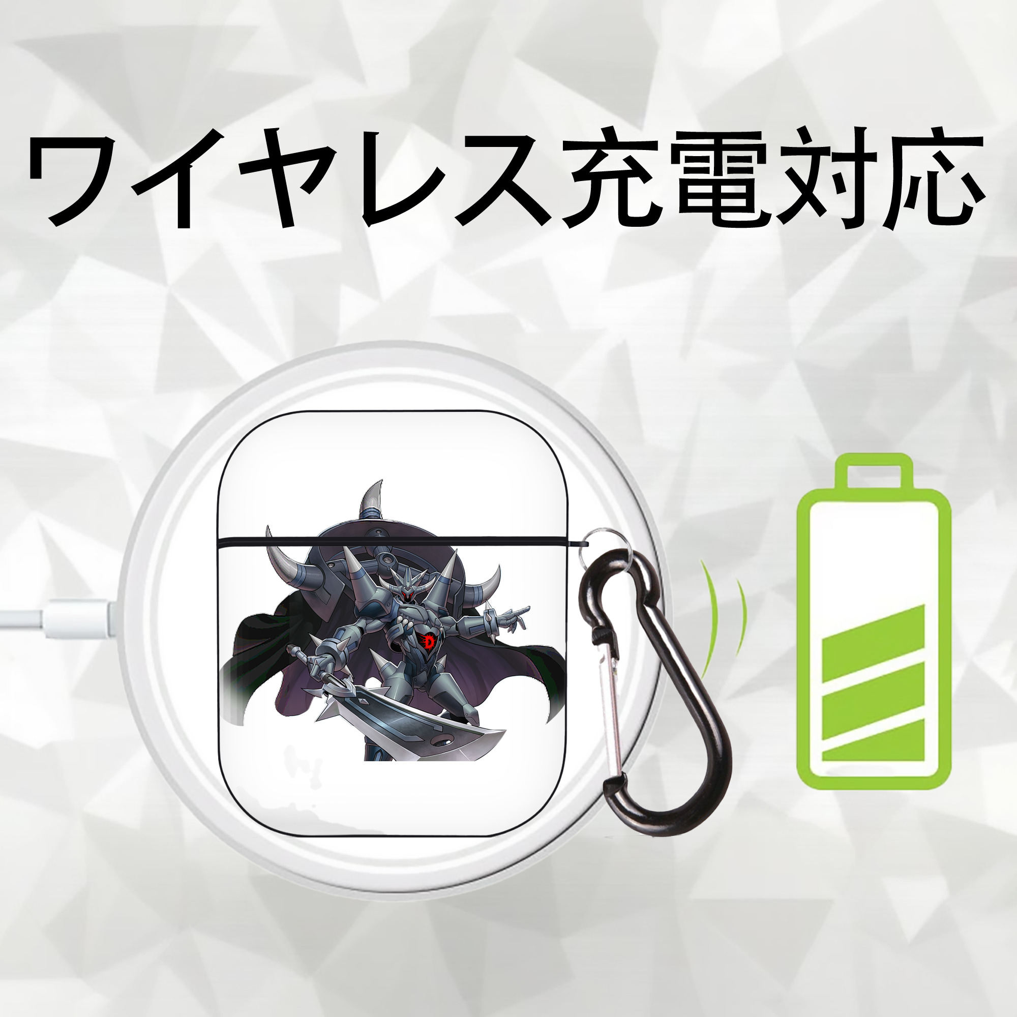 遊☆戯☆王 Yu-Gi-Oh! AirPods 第2世代保護ケース ハードシェル ブラック 耐衝撃・防指紋・カラビナ付き