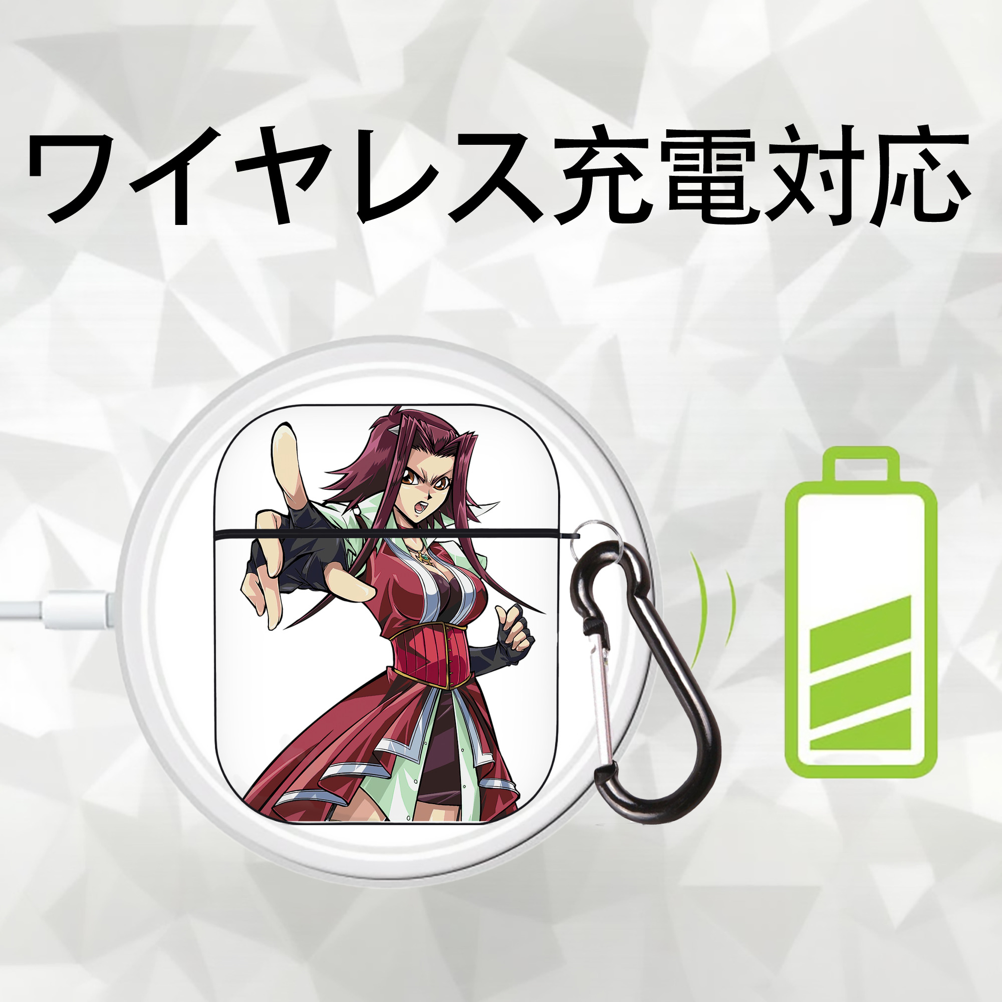 遊☆戯☆王 Yu-Gi-Oh! AirPods 第2世代保護ケース ハードシェル ブラック 耐衝撃・防指紋・カラビナ付き