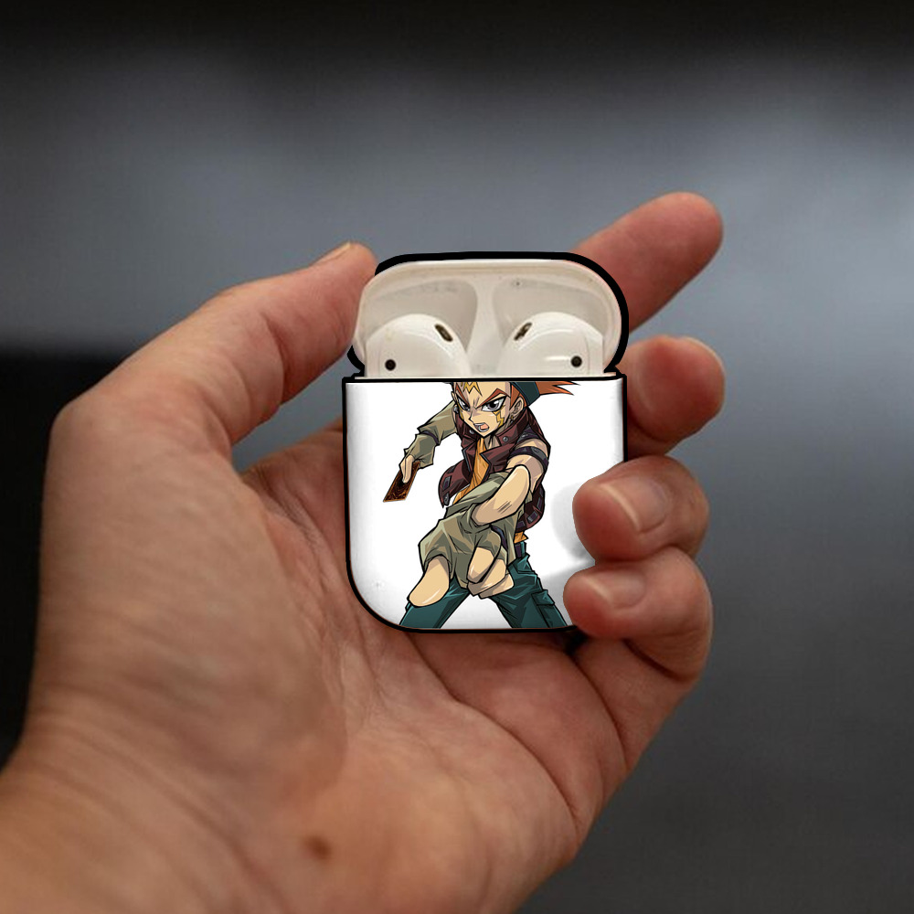 遊☆戯☆王 Yu-Gi-Oh! AirPods 第2世代保護ケース ハードシェル ブラック 耐衝撃・防指紋・カラビナ付き