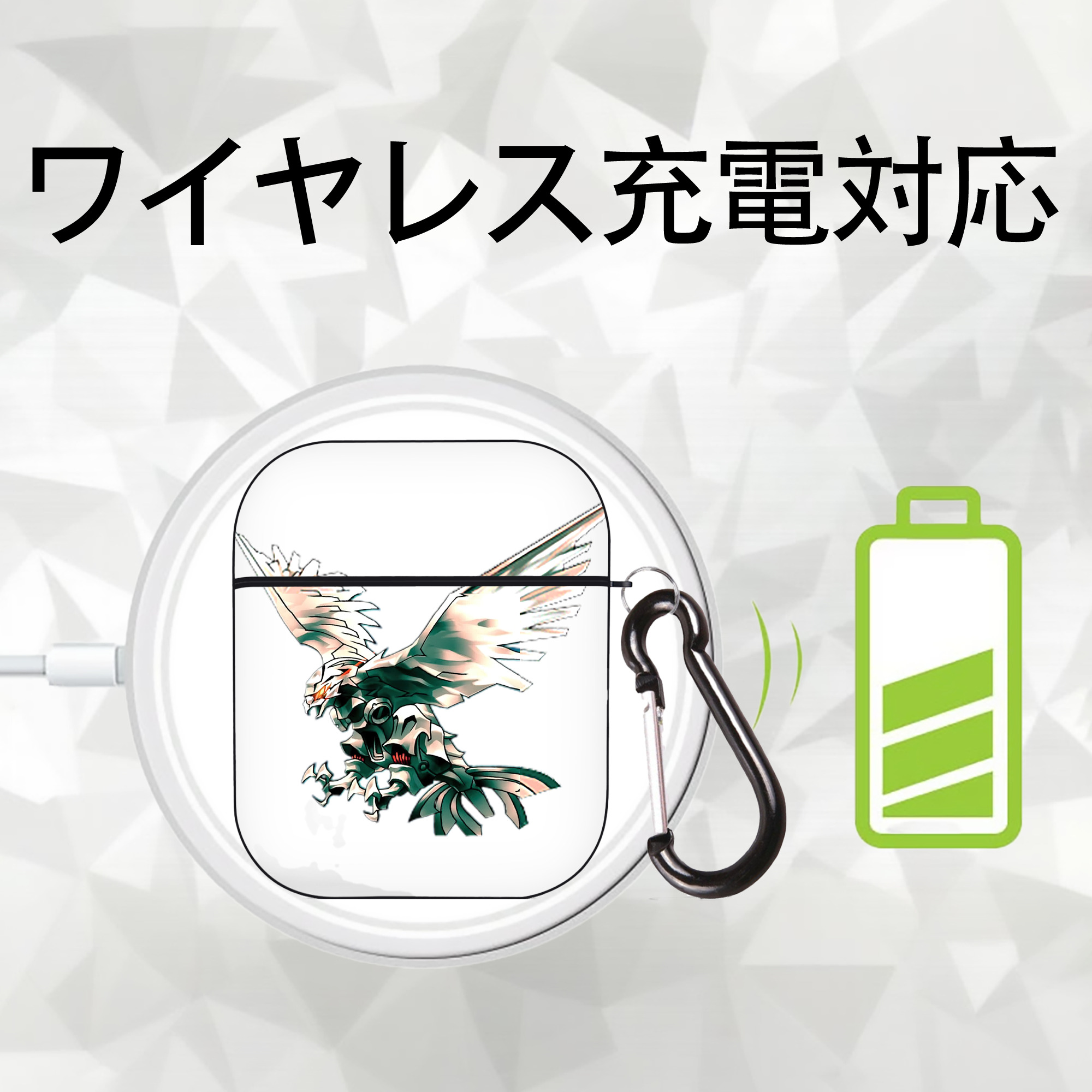 遊☆戯☆王 Yu-Gi-Oh! AirPods 第2世代保護ケース ハードシェル ブラック 耐衝撃・防指紋・カラビナ付き