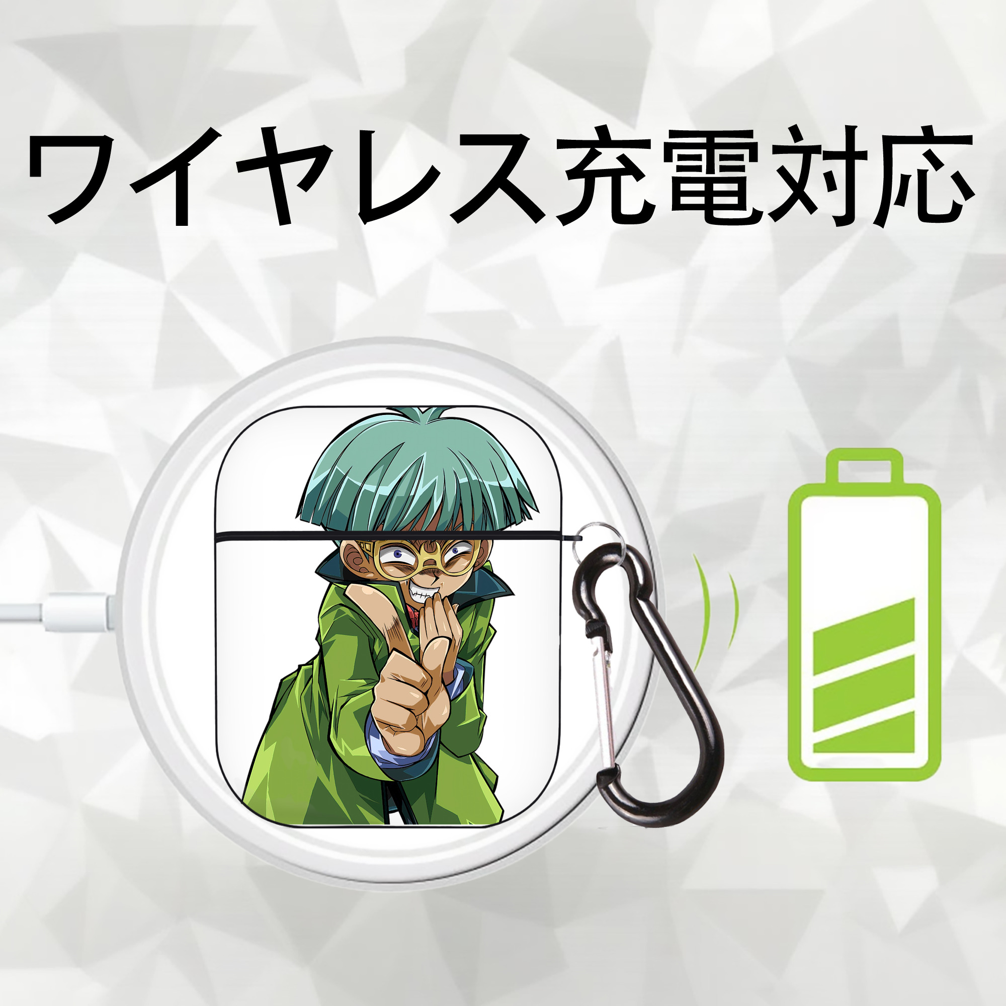 遊☆戯☆王 Yu-Gi-Oh! AirPods 第2世代保護ケース ハードシェル ブラック 耐衝撃・防指紋・カラビナ付き