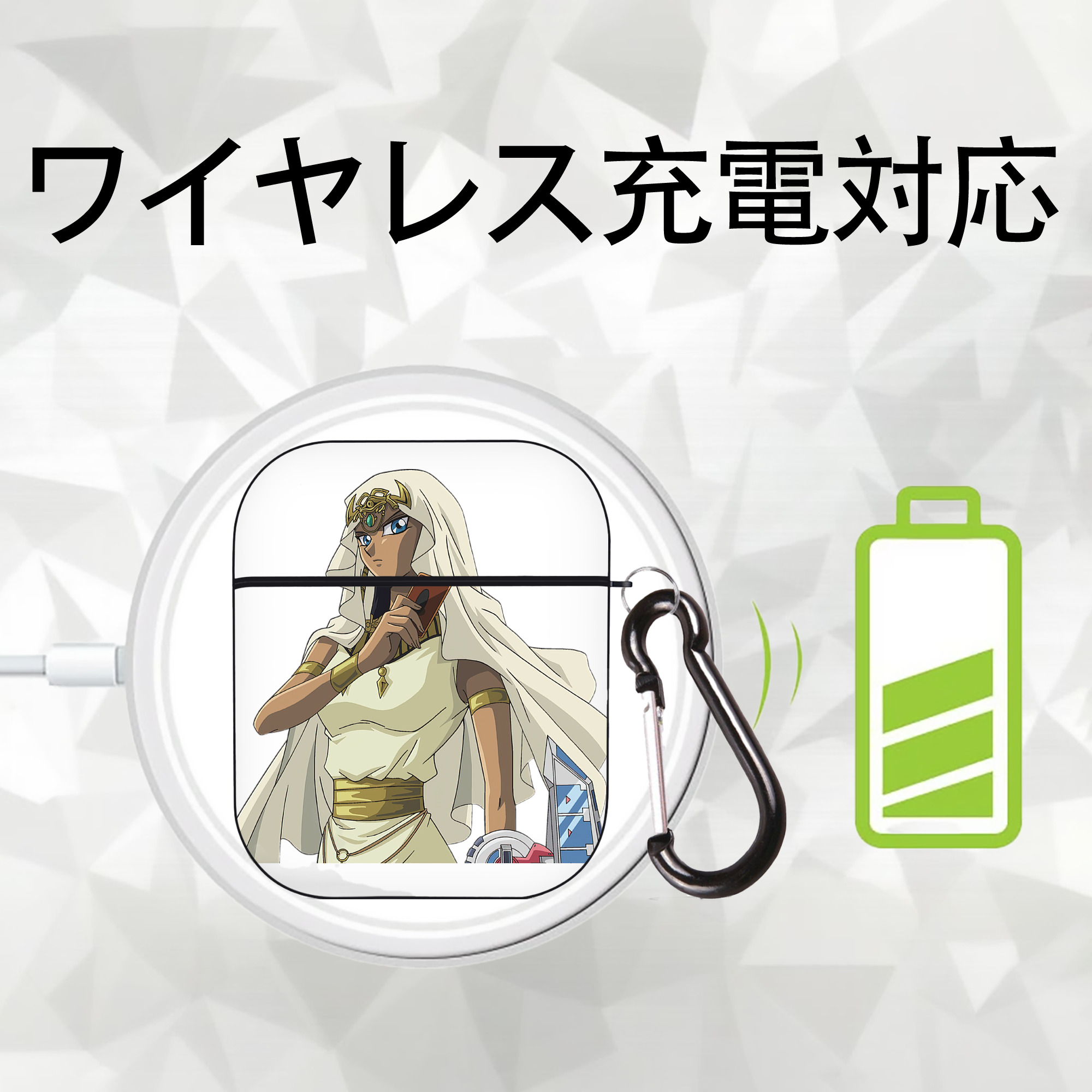 遊☆戯☆王 Yu-Gi-Oh! AirPods 第2世代保護ケース ハードシェル ブラック 耐衝撃・防指紋・カラビナ付き