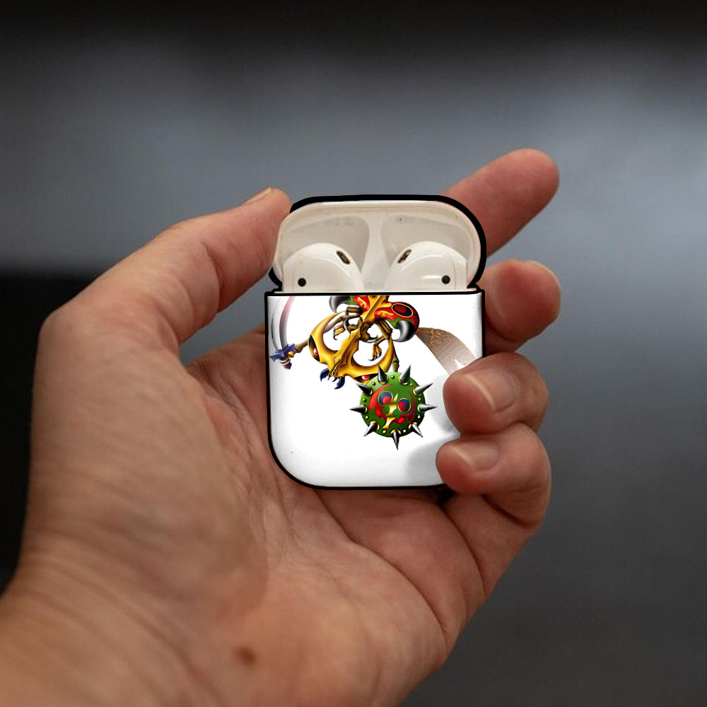 遊☆戯☆王 Yu-Gi-Oh! AirPods 第2世代保護ケース ハードシェル ブラック 耐衝撃・防指紋・カラビナ付き