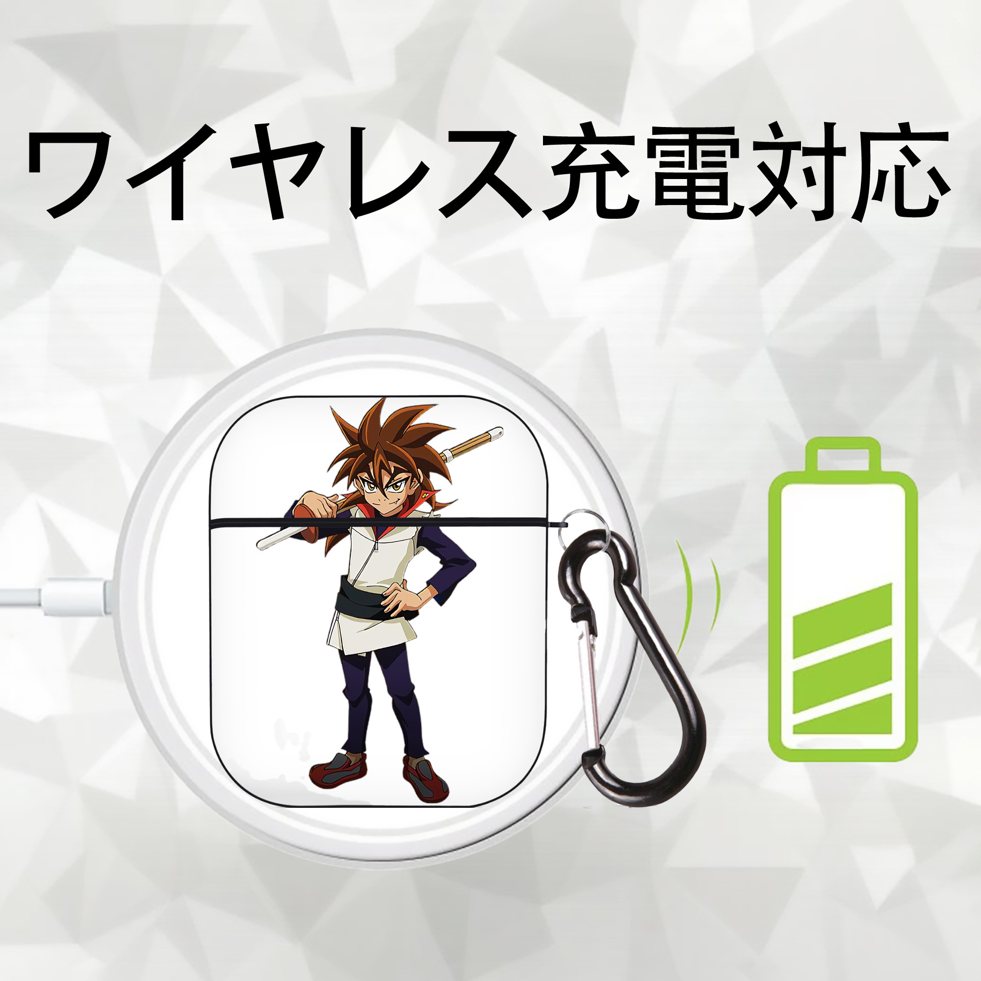 遊☆戯☆王 Yu-Gi-Oh! AirPods 第2世代保護ケース ハードシェル ブラック 耐衝撃・防指紋・カラビナ付き