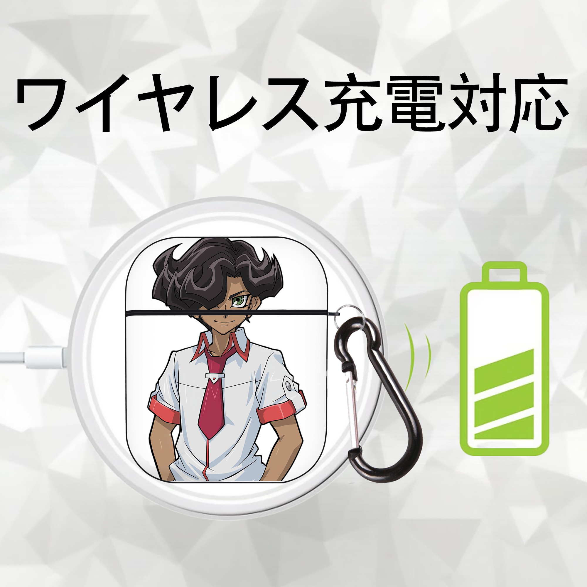 遊☆戯☆王 Yu-Gi-Oh! AirPods 第2世代保護ケース ハードシェル ブラック 耐衝撃・防指紋・カラビナ付き