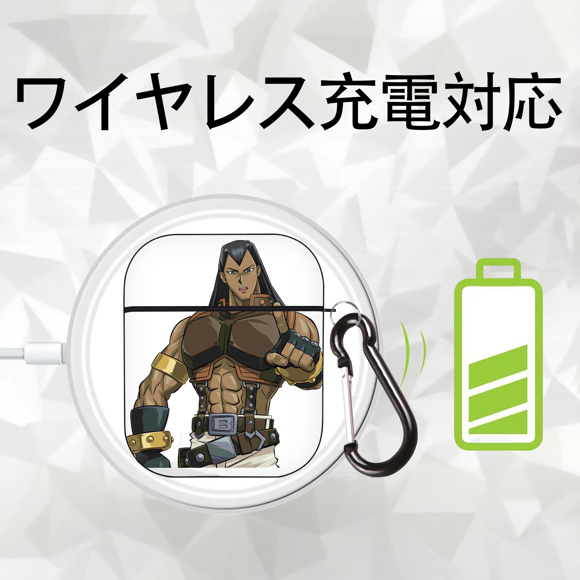 遊☆戯☆王 Yu-Gi-Oh! AirPods 第2世代保護ケース ハードシェル ブラック 耐衝撃・防指紋・カラビナ付き