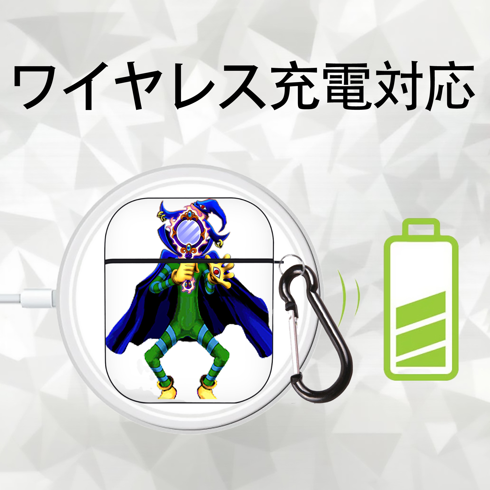 遊☆戯☆王 Yu-Gi-Oh! AirPods 第2世代保護ケース ハードシェル ブラック 耐衝撃・防指紋・カラビナ付き