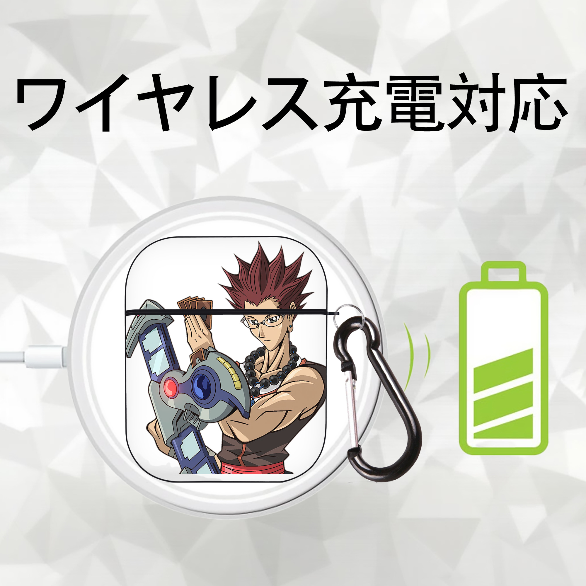 遊☆戯☆王 Yu-Gi-Oh! AirPods 第2世代保護ケース ハードシェル ブラック 耐衝撃・防指紋・カラビナ付き