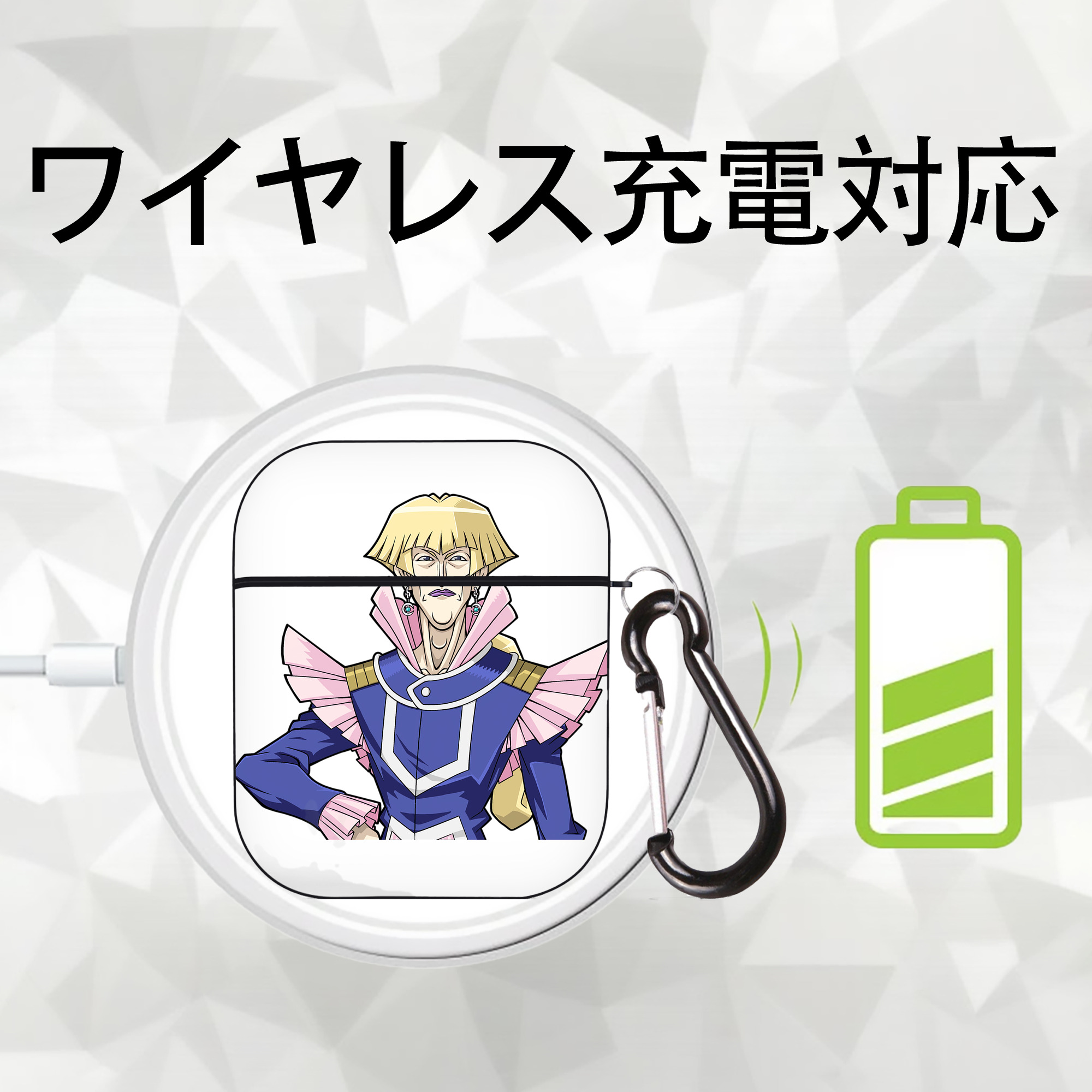 遊☆戯☆王 Yu-Gi-Oh! AirPods 第2世代保護ケース ハードシェル ブラック 耐衝撃・防指紋・カラビナ付き
