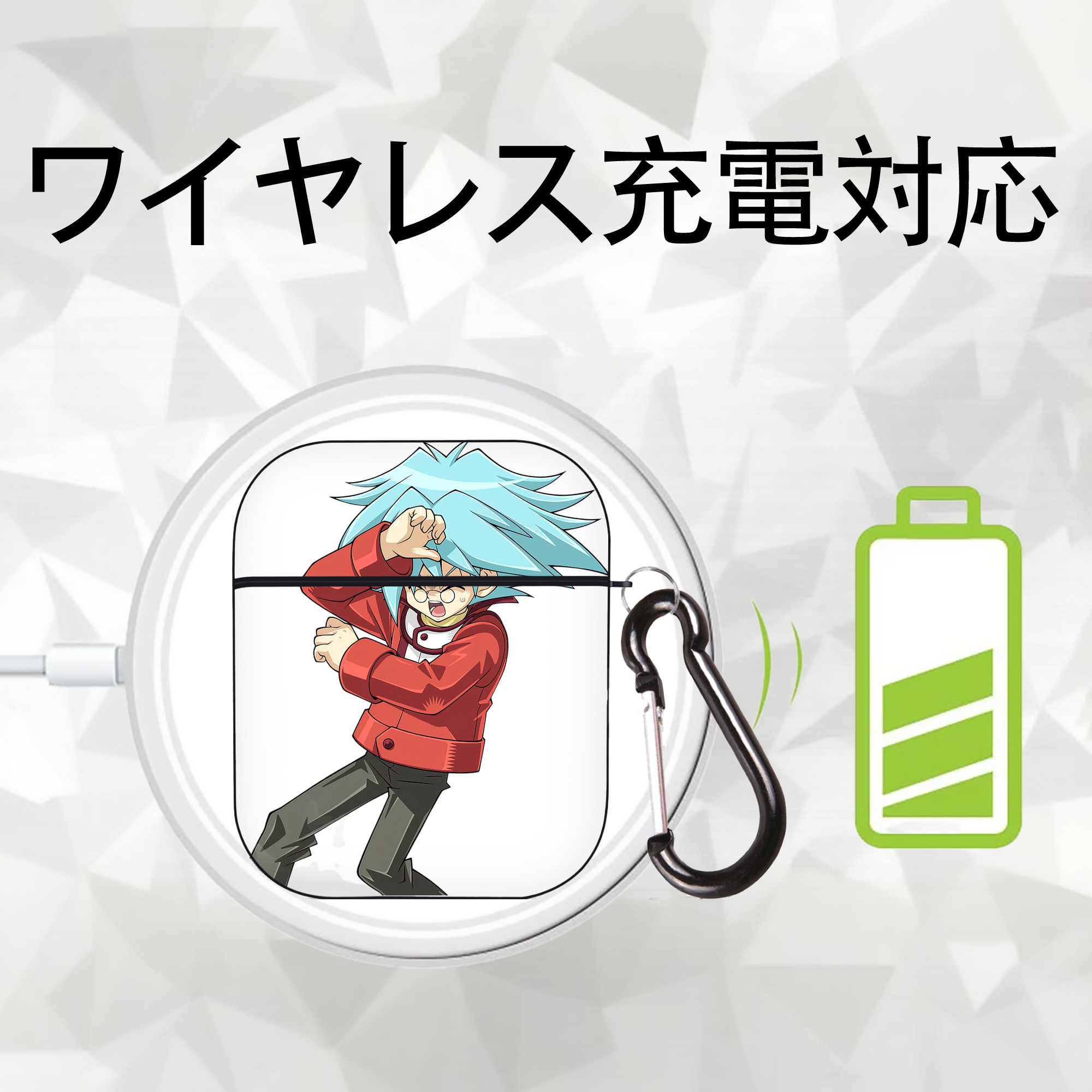 遊☆戯☆王 Yu-Gi-Oh! AirPods 第2世代保護ケース ハードシェル ブラック 耐衝撃・防指紋・カラビナ付き
