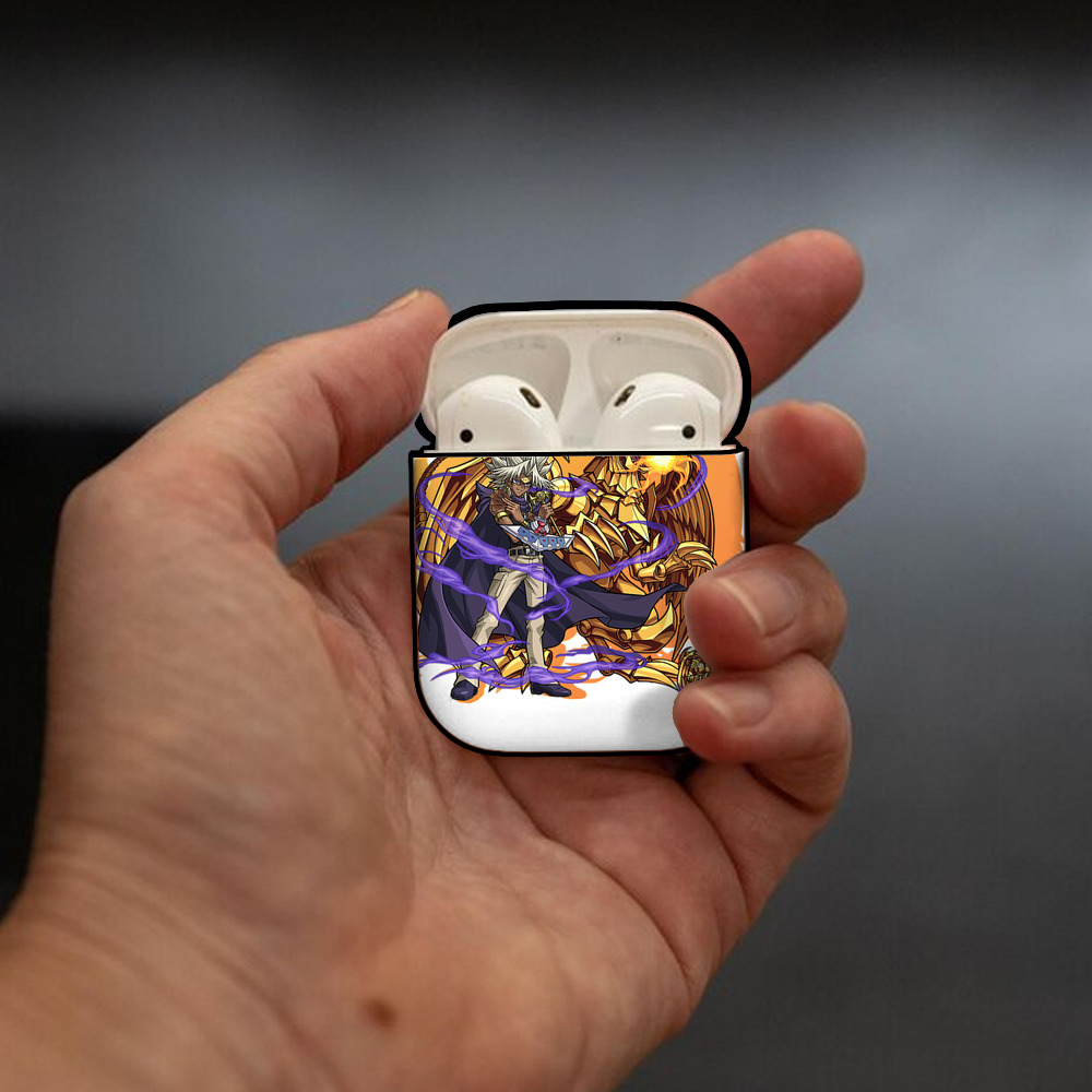 遊☆戯☆王 Yu-Gi-Oh! AirPods 第2世代保護ケース ハードシェル ブラック 耐衝撃・防指紋・カラビナ付き