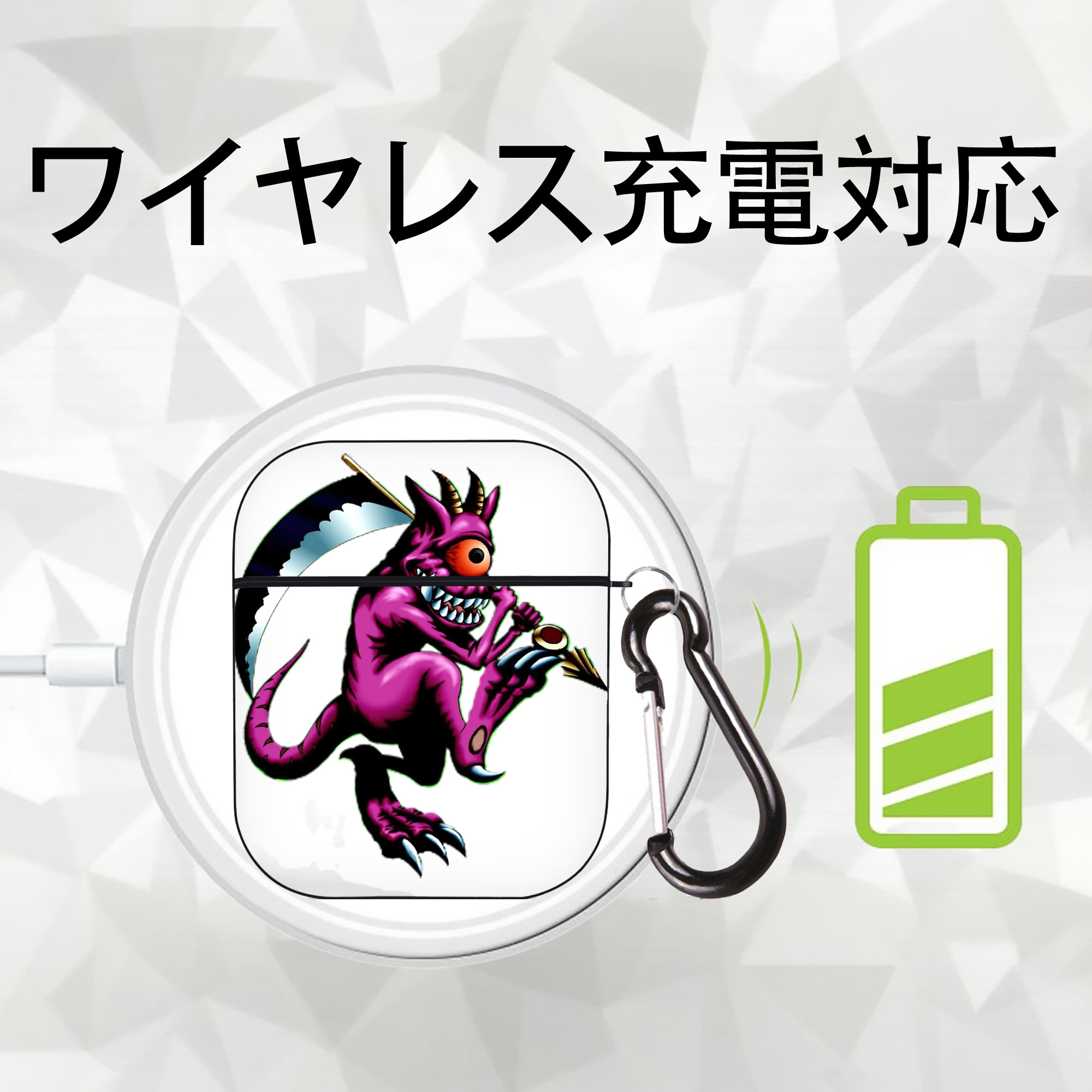 遊☆戯☆王 Yu-Gi-Oh! AirPods 第2世代保護ケース ハードシェル ブラック 耐衝撃・防指紋・カラビナ付き