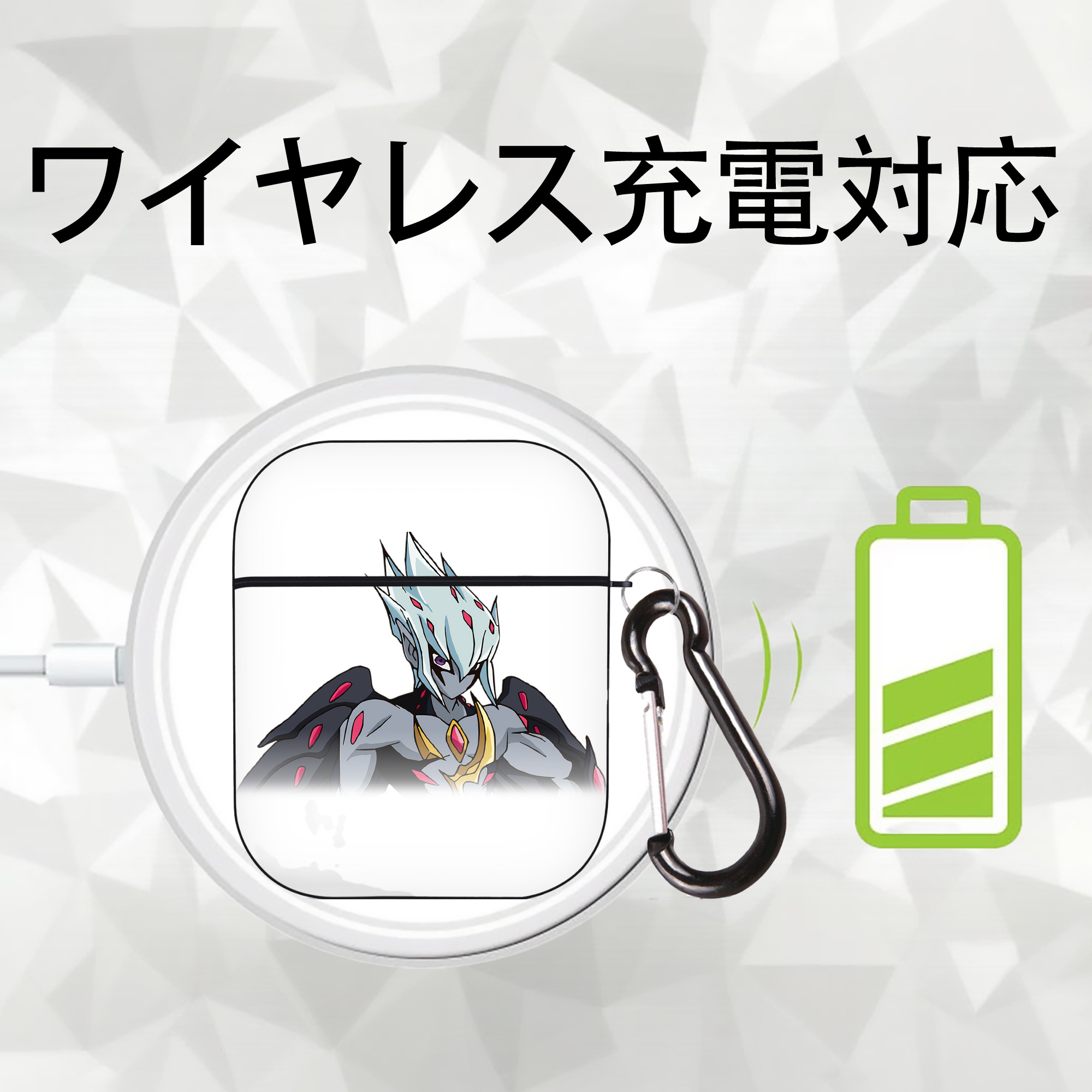 遊☆戯☆王 Yu-Gi-Oh! AirPods 第2世代保護ケース ハードシェル ブラック 耐衝撃・防指紋・カラビナ付き