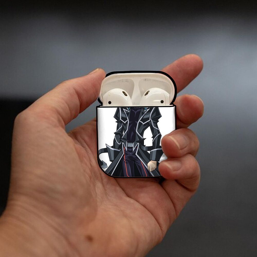 遊☆戯☆王 Yu-Gi-Oh! AirPods 第2世代保護ケース ハードシェル ブラック 耐衝撃・防指紋・カラビナ付き