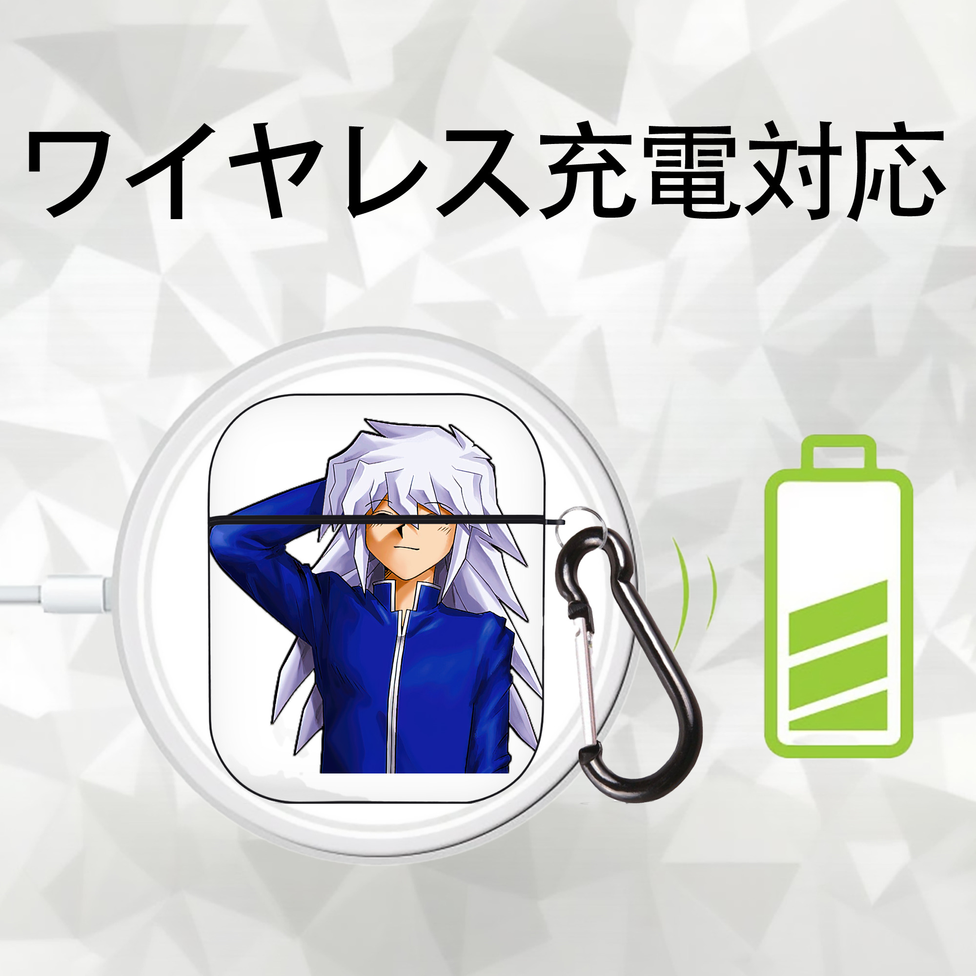 遊☆戯☆王 Yu-Gi-Oh! AirPods 第2世代保護ケース ハードシェル ブラック 耐衝撃・防指紋・カラビナ付き