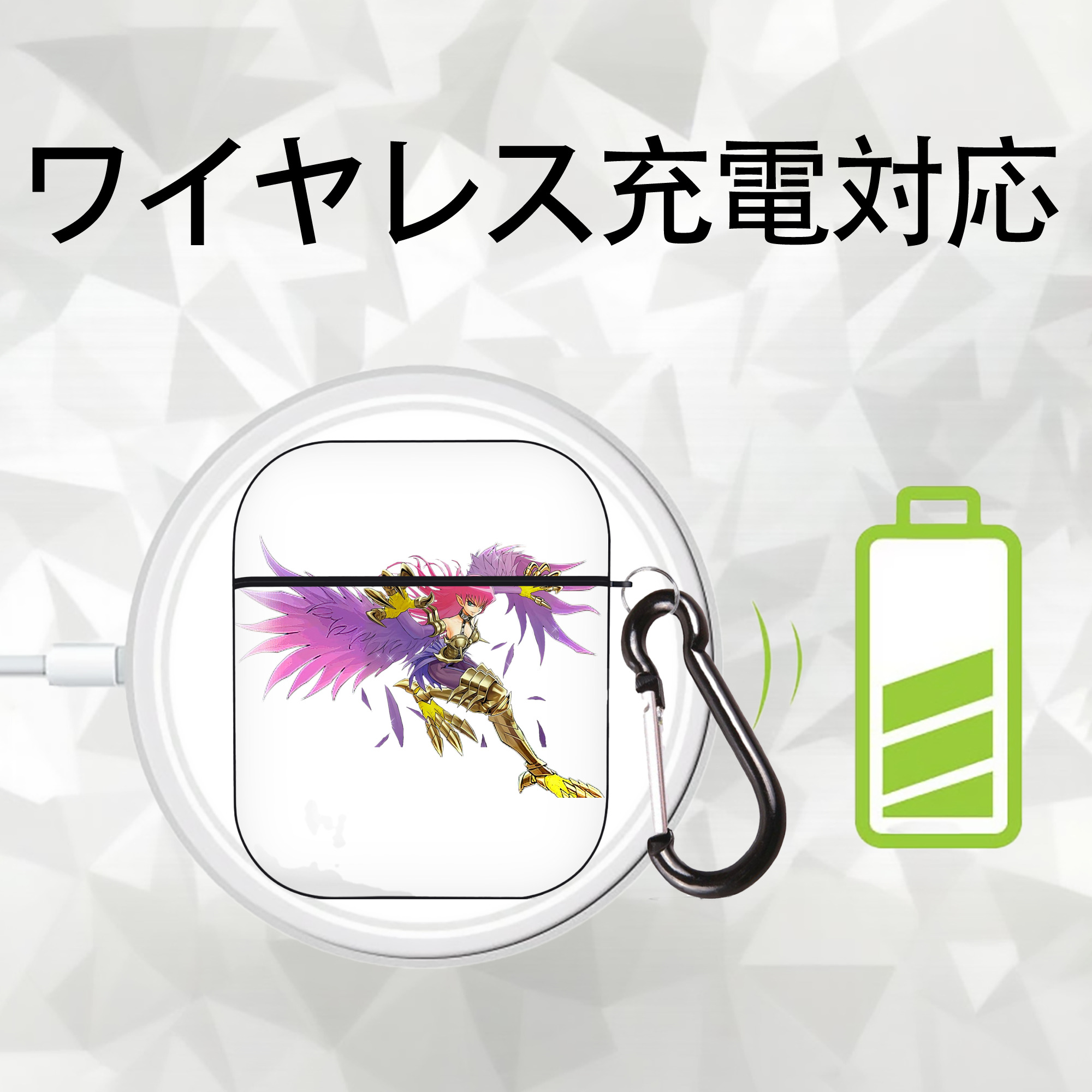 遊☆戯☆王 Yu-Gi-Oh! AirPods 第2世代保護ケース ハードシェル ブラック 耐衝撃・防指紋・カラビナ付き