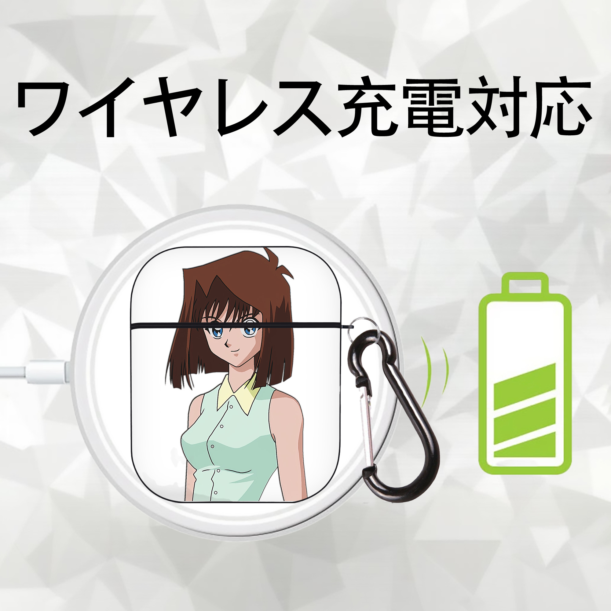 遊☆戯☆王 Yu-Gi-Oh! AirPods 第2世代保護ケース ハードシェル ブラック 耐衝撃・防指紋・カラビナ付き