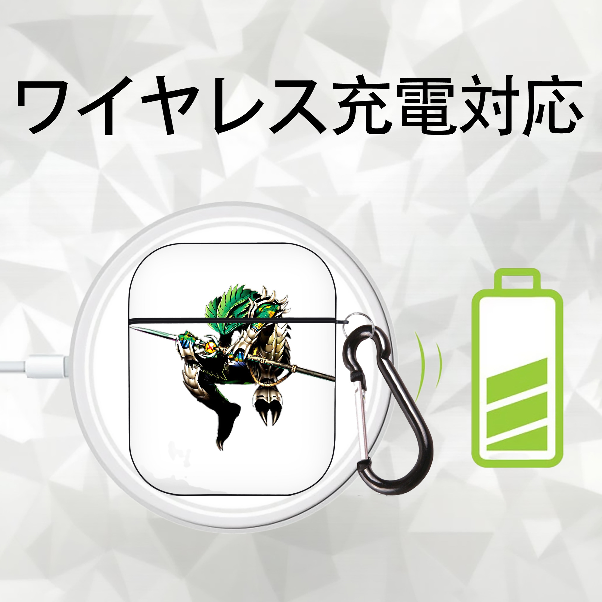 遊☆戯☆王 Yu-Gi-Oh! AirPods 第2世代保護ケース ハードシェル ブラック 耐衝撃・防指紋・カラビナ付き