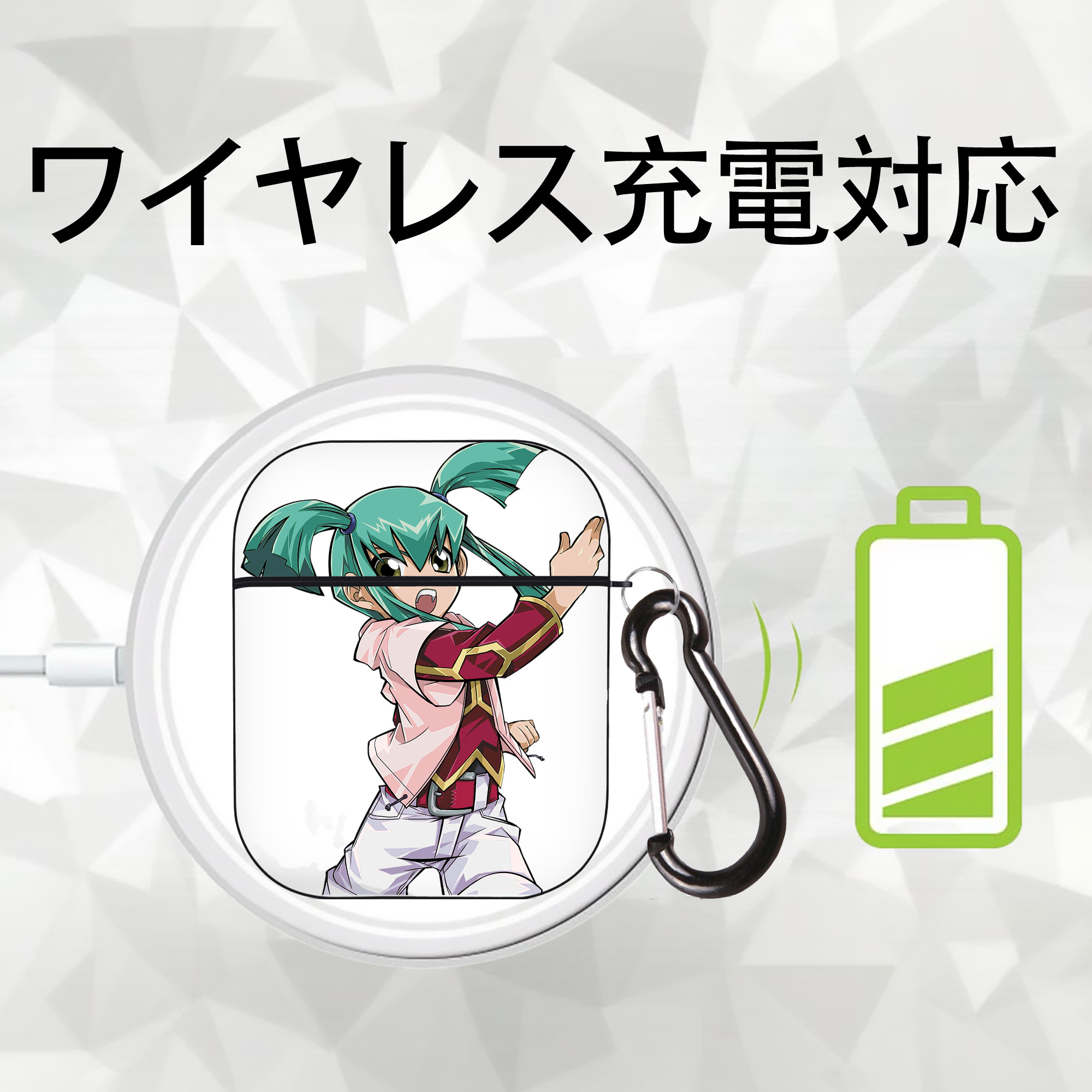 遊☆戯☆王 Yu-Gi-Oh! AirPods 第2世代保護ケース ハードシェル ブラック 耐衝撃・防指紋・カラビナ付き