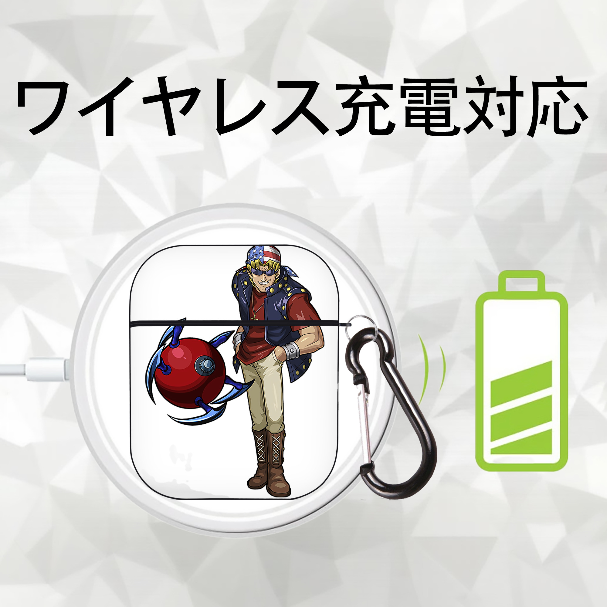 遊☆戯☆王 Yu-Gi-Oh! AirPods 第2世代保護ケース ハードシェル ブラック 耐衝撃・防指紋・カラビナ付き