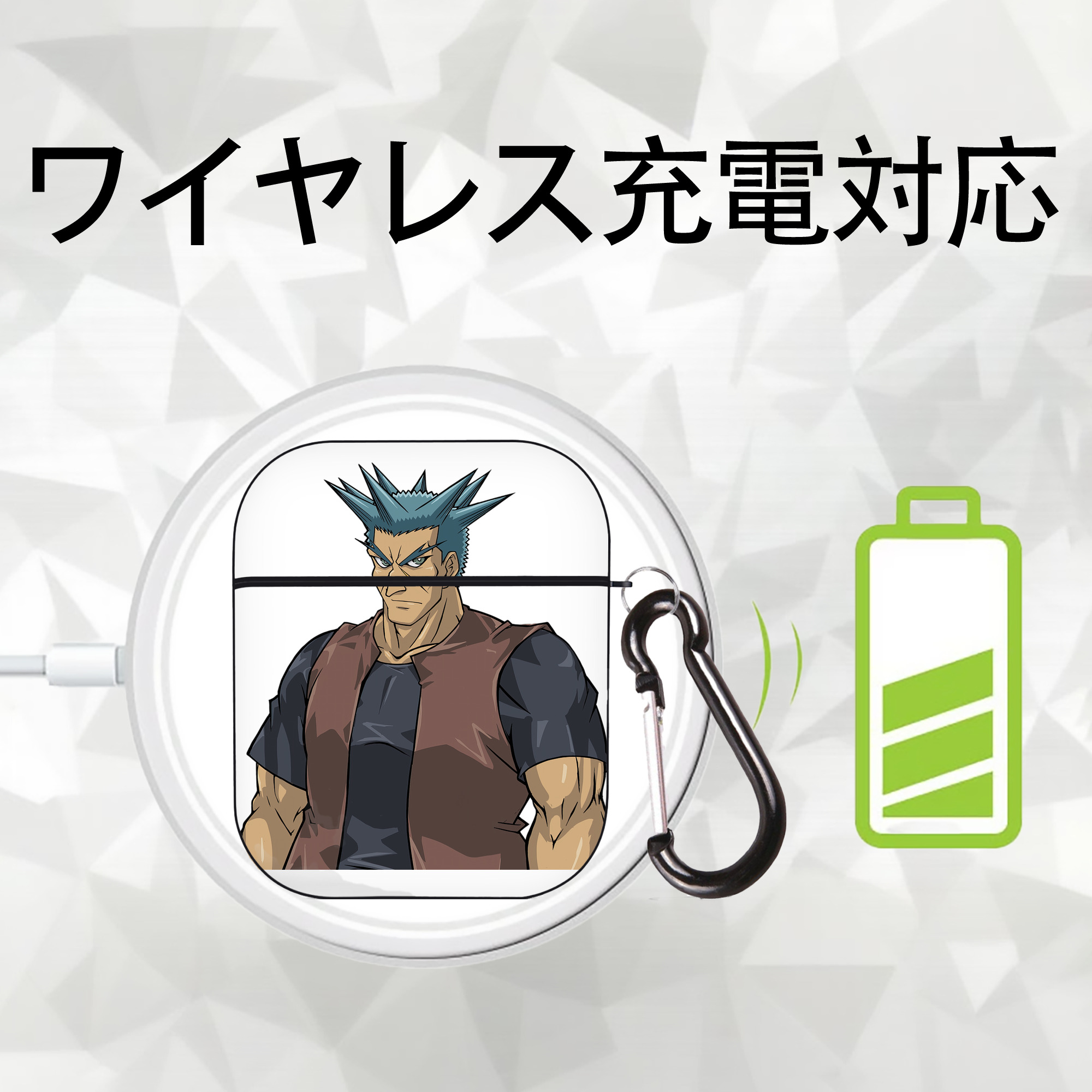 遊☆戯☆王 Yu-Gi-Oh! AirPods 第2世代保護ケース ハードシェル ブラック 耐衝撃・防指紋・カラビナ付き