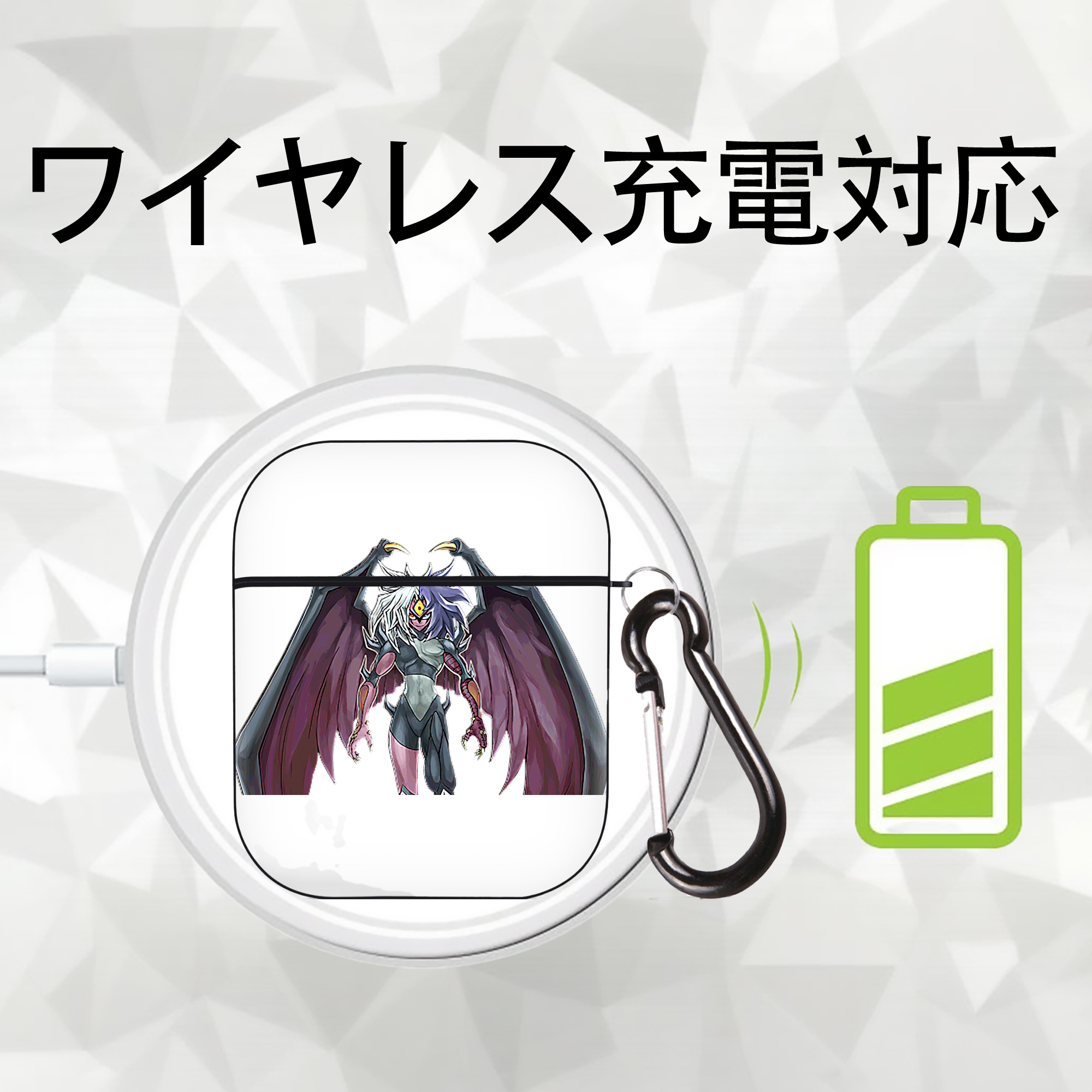 遊☆戯☆王 Yu-Gi-Oh! AirPods 第2世代保護ケース ハードシェル ブラック 耐衝撃・防指紋・カラビナ付き