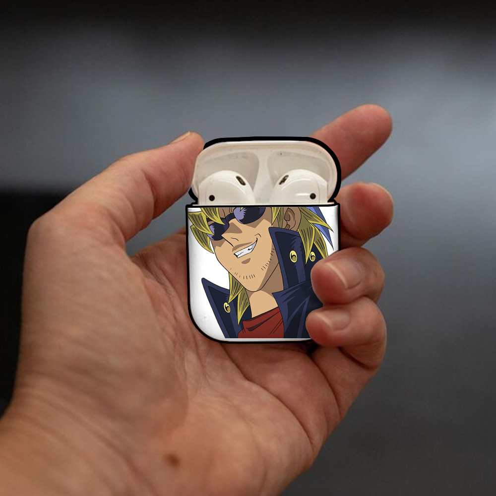 遊☆戯☆王 Yu-Gi-Oh! AirPods 第2世代保護ケース ハードシェル ブラック 耐衝撃・防指紋・カラビナ付き