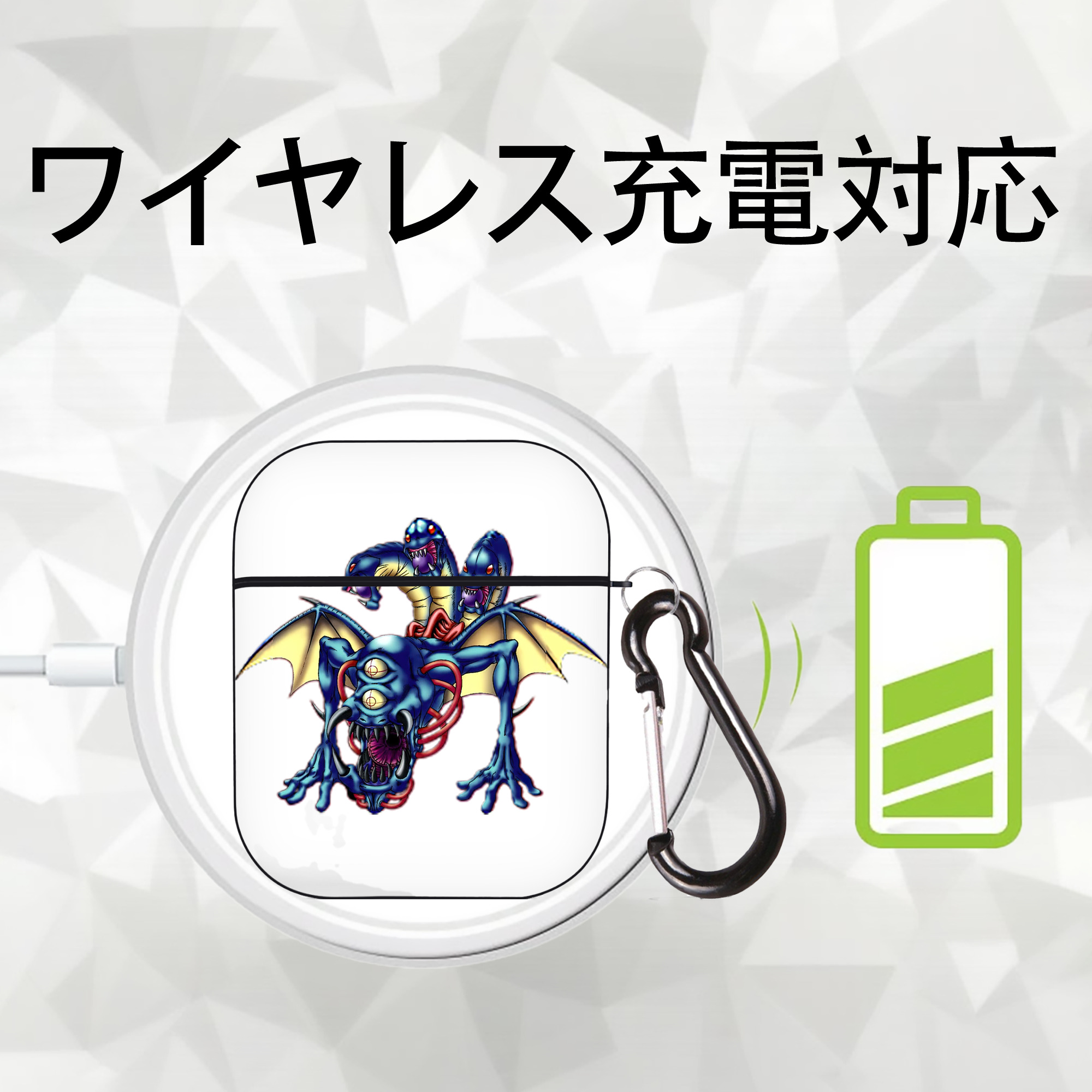 遊☆戯☆王 Yu-Gi-Oh! AirPods 第2世代保護ケース ハードシェル ブラック 耐衝撃・防指紋・カラビナ付き