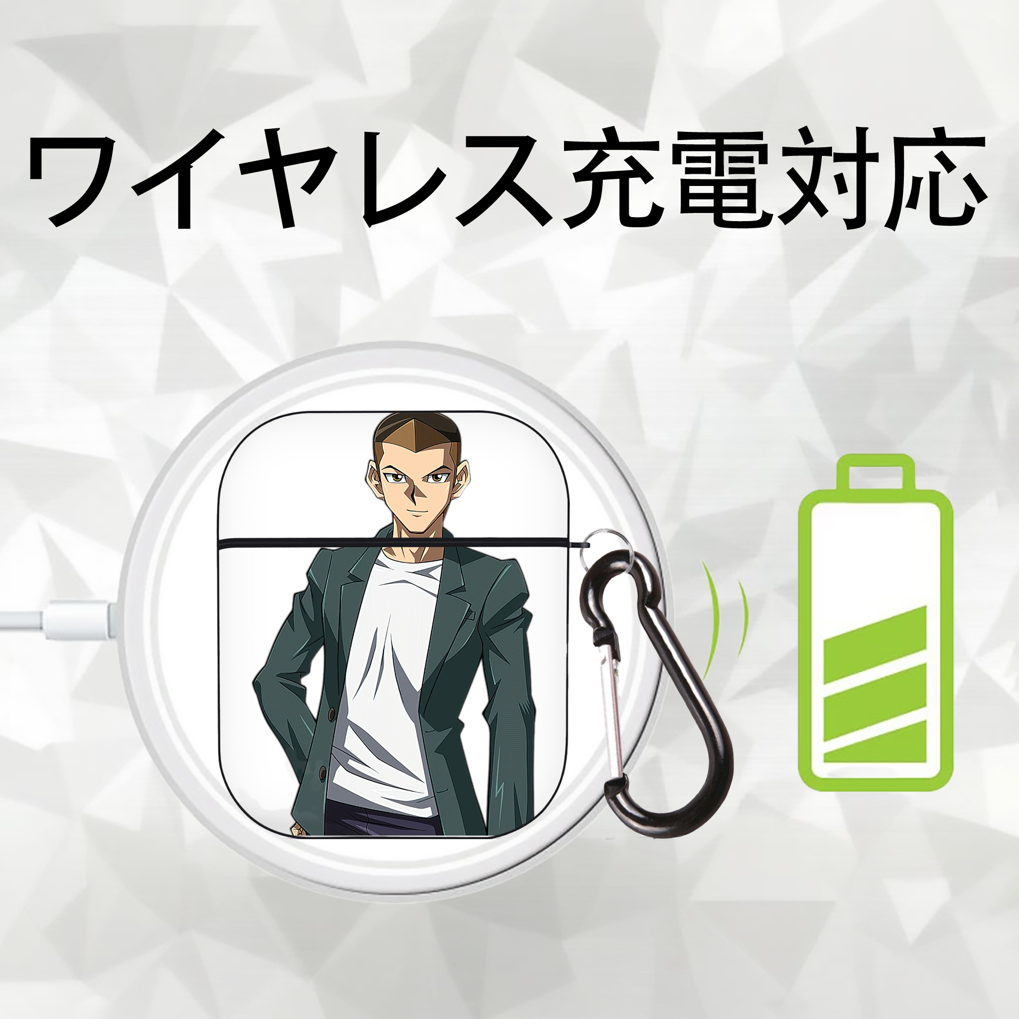 遊☆戯☆王 Yu-Gi-Oh! AirPods 第2世代保護ケース ハードシェル ブラック 耐衝撃・防指紋・カラビナ付き