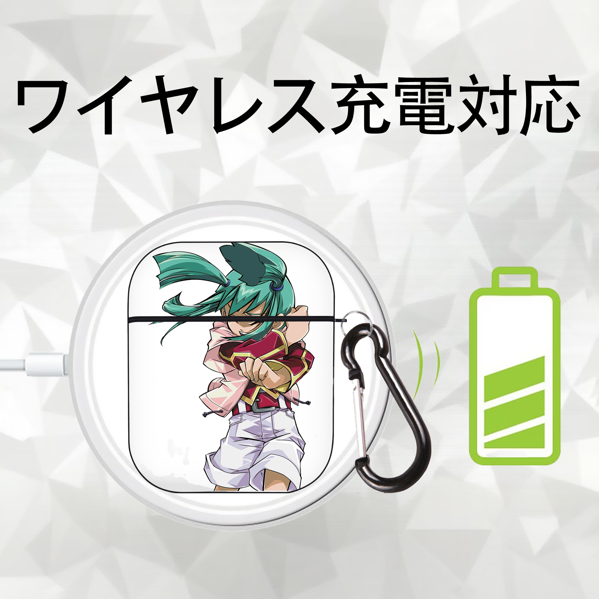 遊☆戯☆王 Yu-Gi-Oh! AirPods 第2世代保護ケース ハードシェル ブラック 耐衝撃・防指紋・カラビナ付き