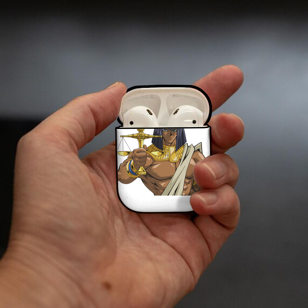 遊☆戯☆王 Yu-Gi-Oh! AirPods 第2世代保護ケース ハードシェル ブラック 耐衝撃・防指紋・カラビナ付き