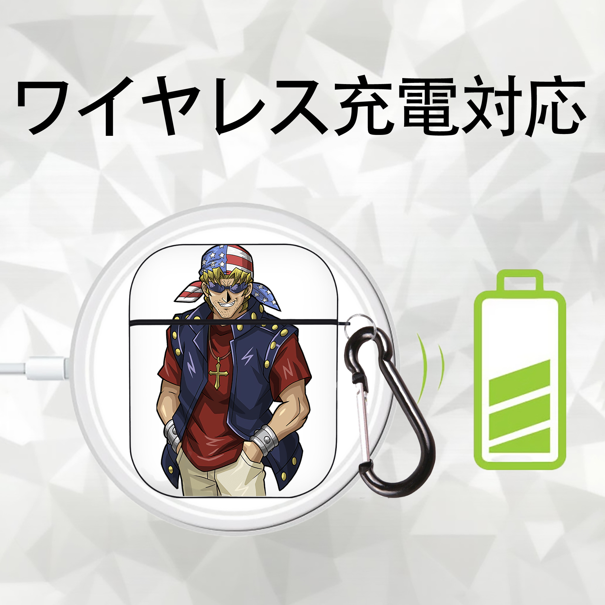 遊☆戯☆王 Yu-Gi-Oh! AirPods 第2世代保護ケース ハードシェル ブラック 耐衝撃・防指紋・カラビナ付き
