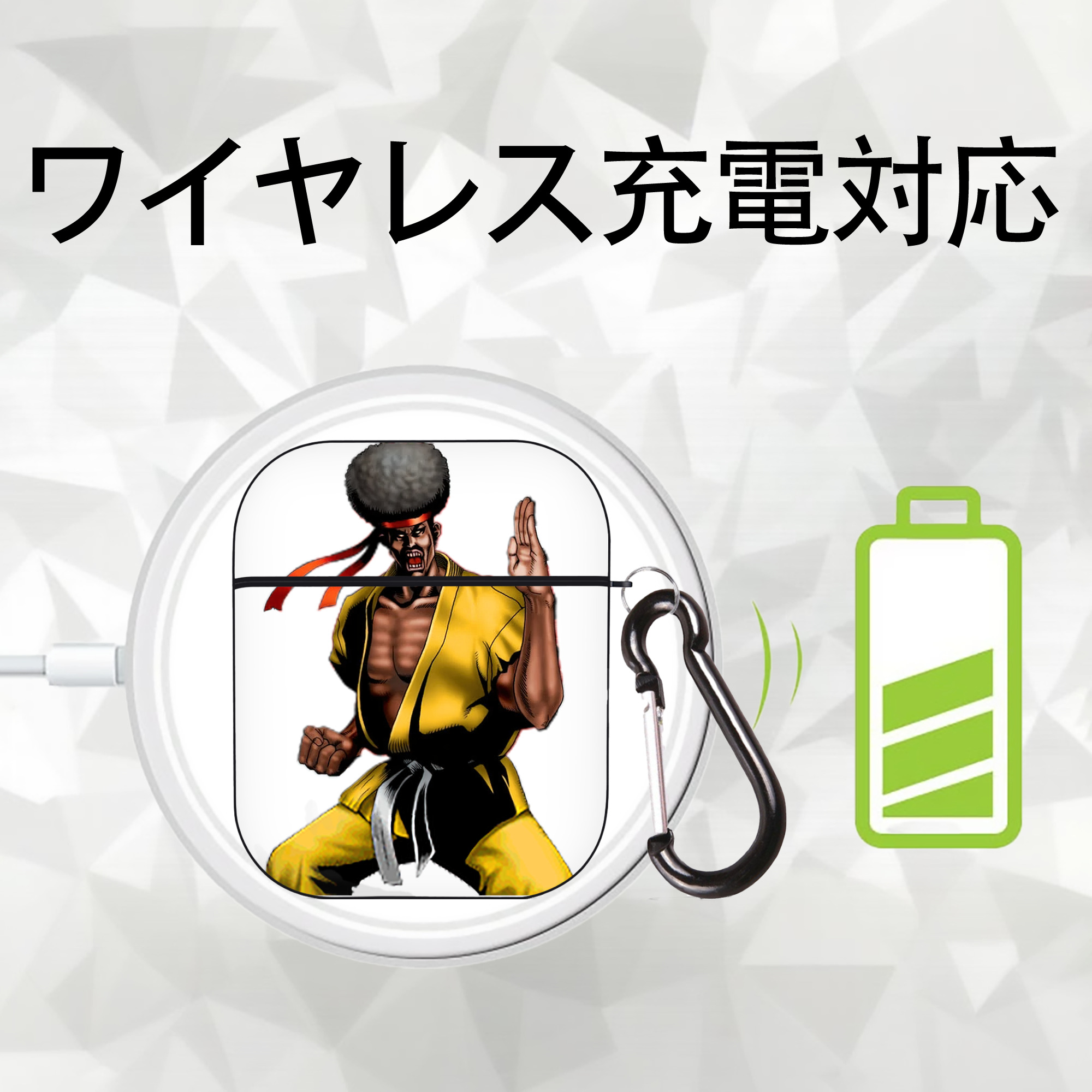 遊☆戯☆王 Yu-Gi-Oh! AirPods 第2世代保護ケース ハードシェル ブラック 耐衝撃・防指紋・カラビナ付き