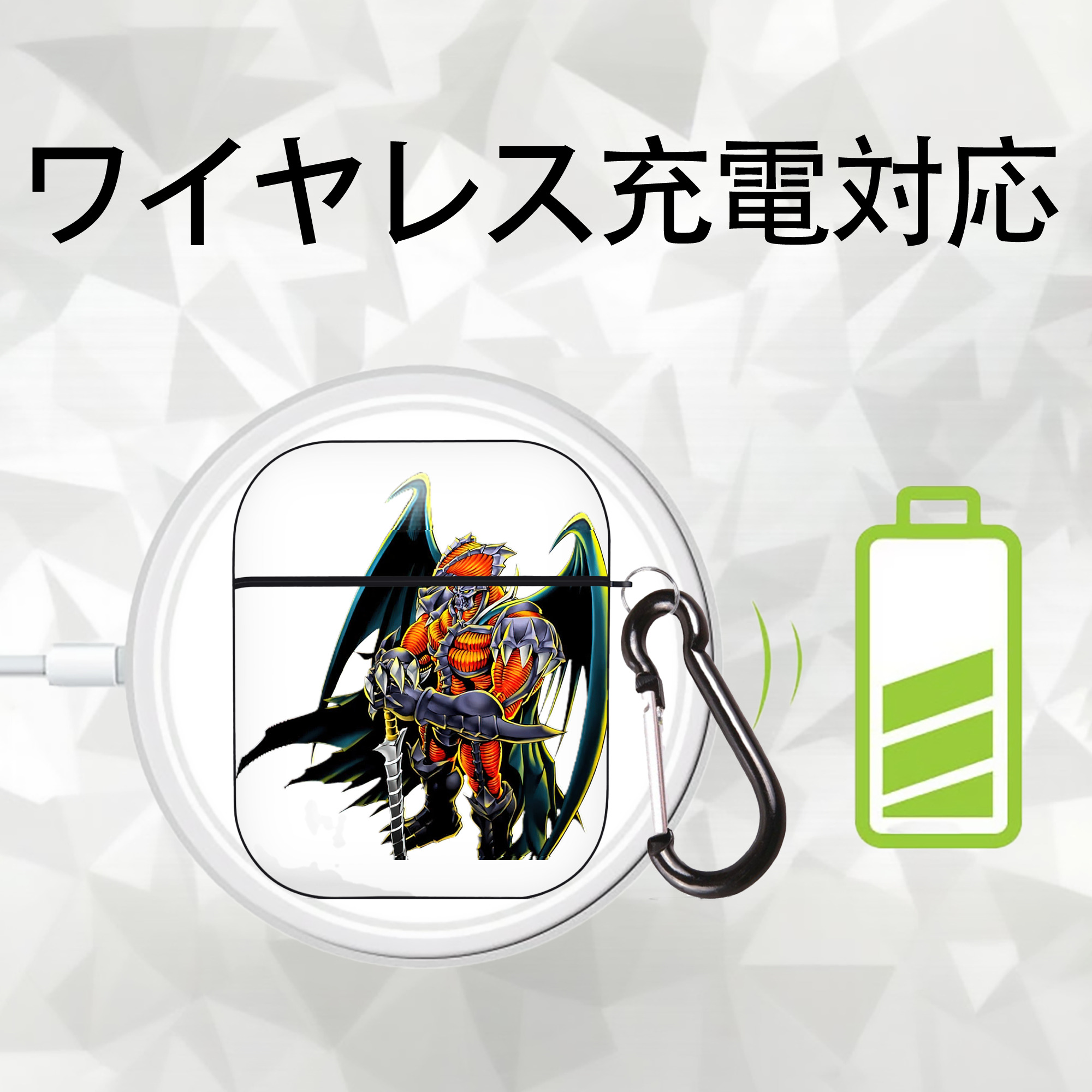遊☆戯☆王 Yu-Gi-Oh! AirPods 第2世代保護ケース ハードシェル ブラック 耐衝撃・防指紋・カラビナ付き