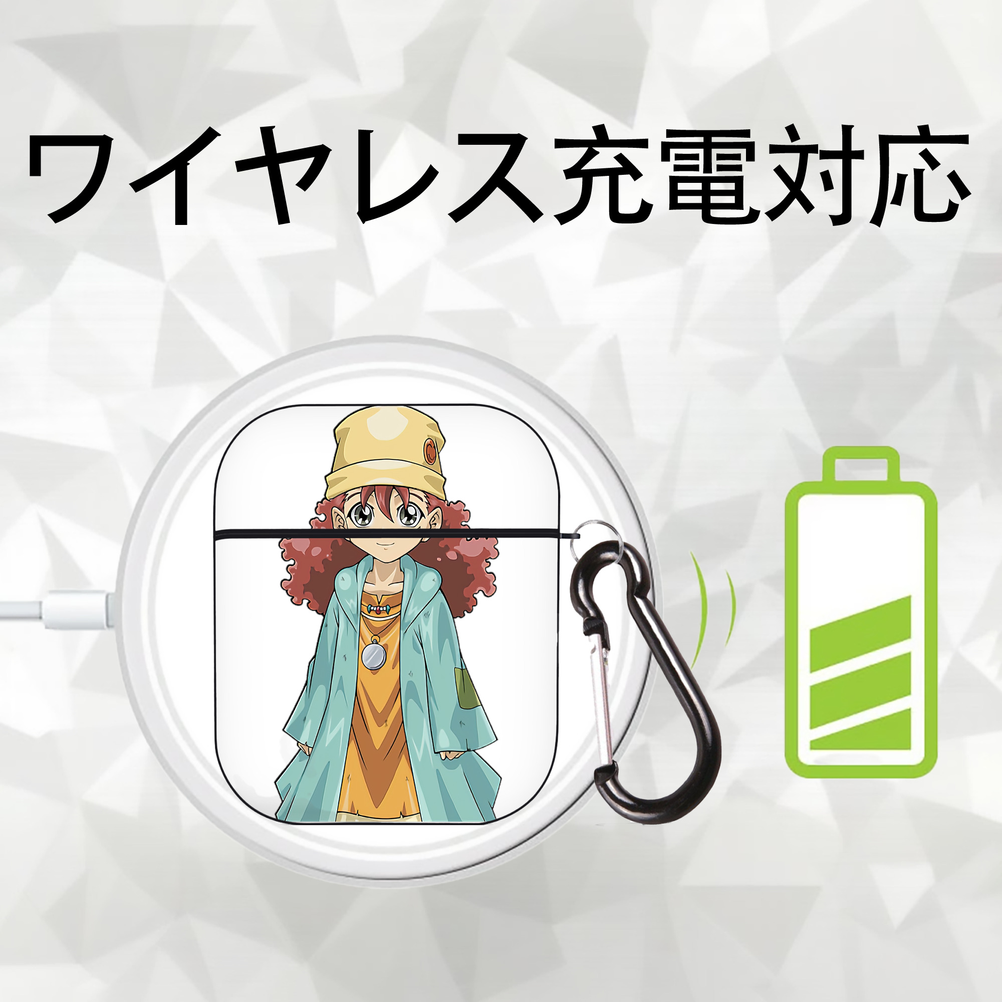 遊☆戯☆王 Yu-Gi-Oh! AirPods 第2世代保護ケース ハードシェル ブラック 耐衝撃・防指紋・カラビナ付き