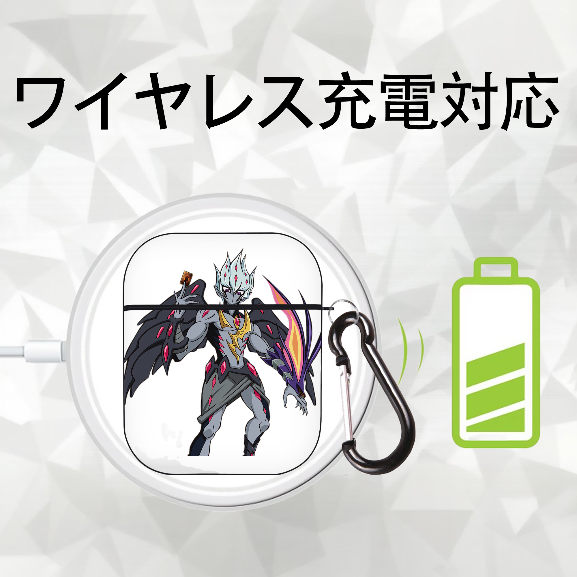 遊☆戯☆王 Yu-Gi-Oh! AirPods 第2世代保護ケース ハードシェル ブラック 耐衝撃・防指紋・カラビナ付き