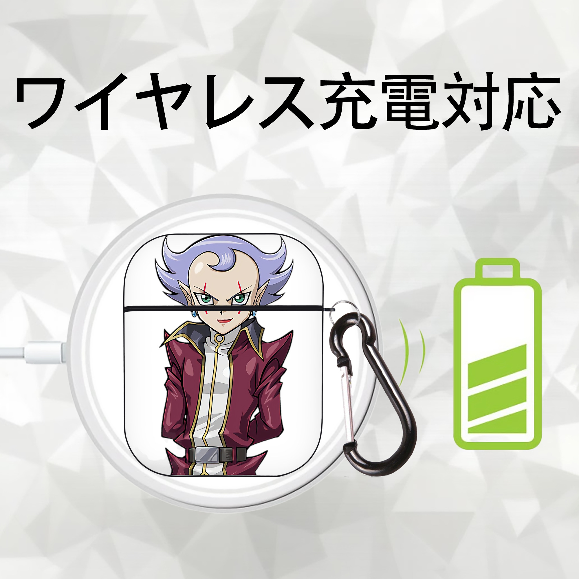 遊☆戯☆王 Yu-Gi-Oh! AirPods 第2世代保護ケース ハードシェル ブラック 耐衝撃・防指紋・カラビナ付き