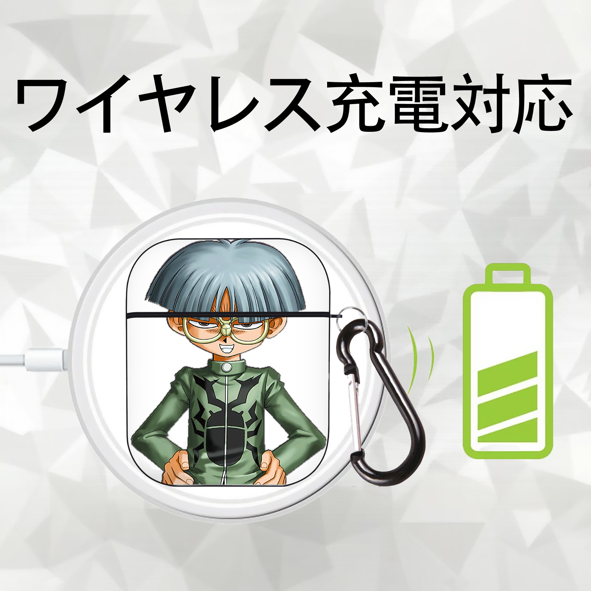 遊☆戯☆王 Yu-Gi-Oh! AirPods 第2世代保護ケース ハードシェル ブラック 耐衝撃・防指紋・カラビナ付き
