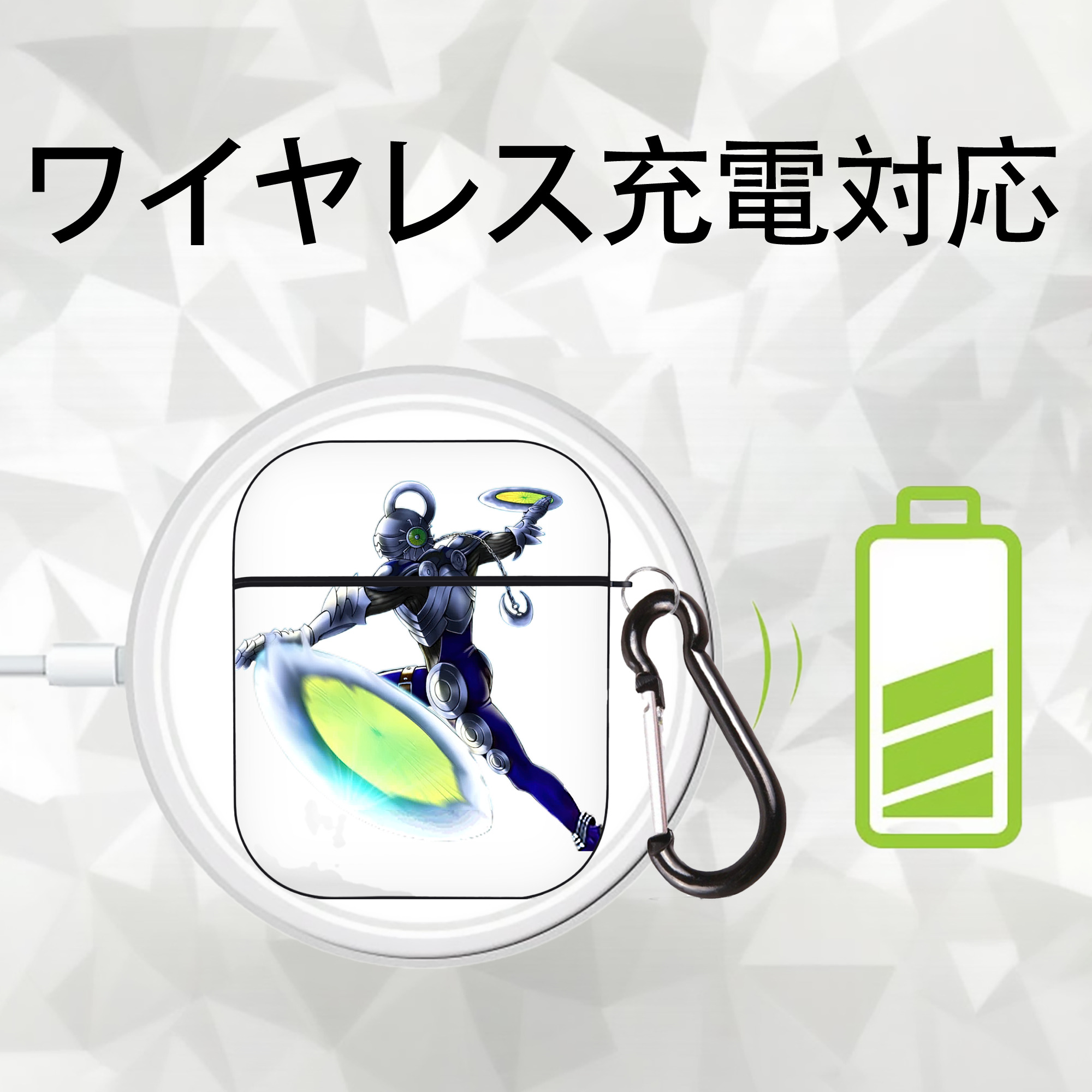 遊☆戯☆王 Yu-Gi-Oh! AirPods 第2世代保護ケース ハードシェル ブラック 耐衝撃・防指紋・カラビナ付き