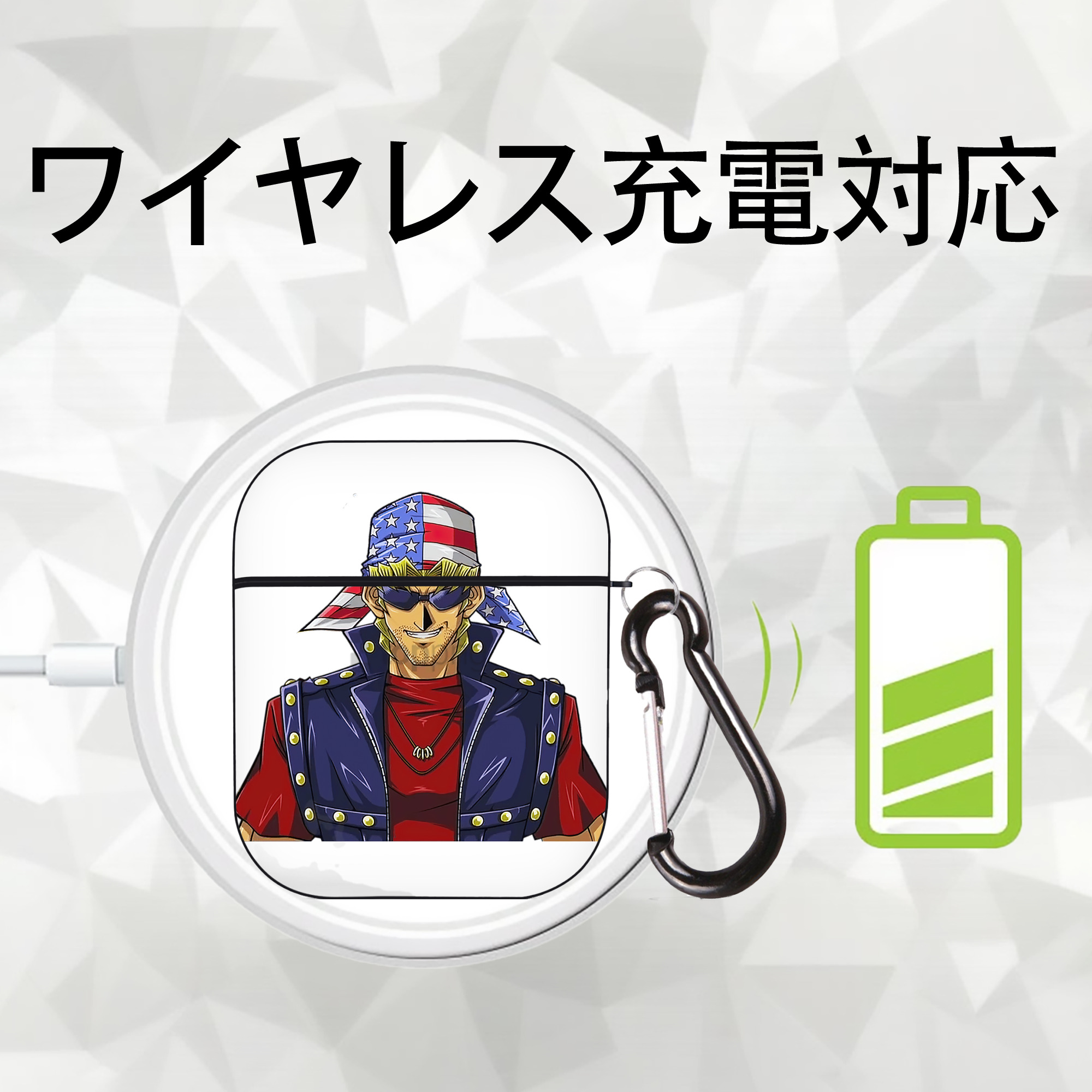 遊☆戯☆王 Yu-Gi-Oh! AirPods 第2世代保護ケース ハードシェル ブラック 耐衝撃・防指紋・カラビナ付き