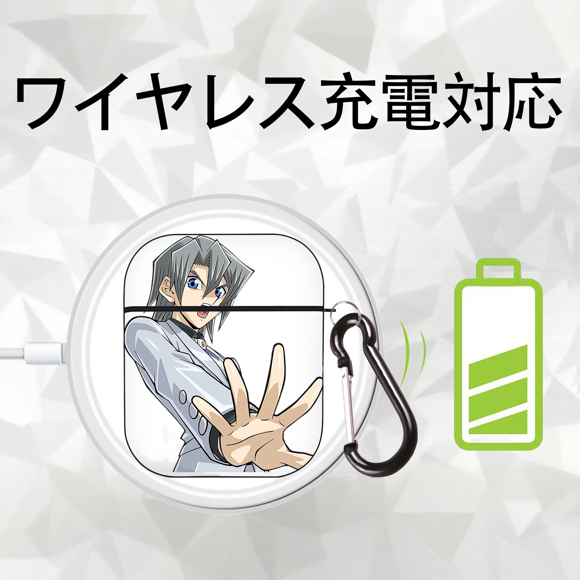 遊☆戯☆王 Yu-Gi-Oh! AirPods 第2世代保護ケース ハードシェル ブラック 耐衝撃・防指紋・カラビナ付き