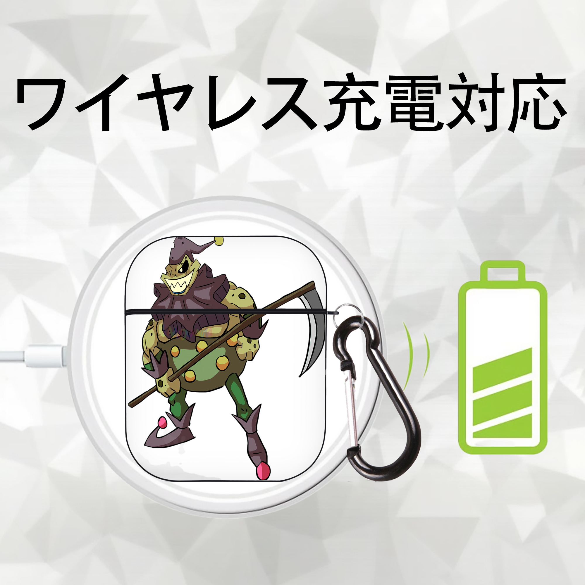 遊☆戯☆王 Yu-Gi-Oh! AirPods 第2世代保護ケース ハードシェル ブラック 耐衝撃・防指紋・カラビナ付き