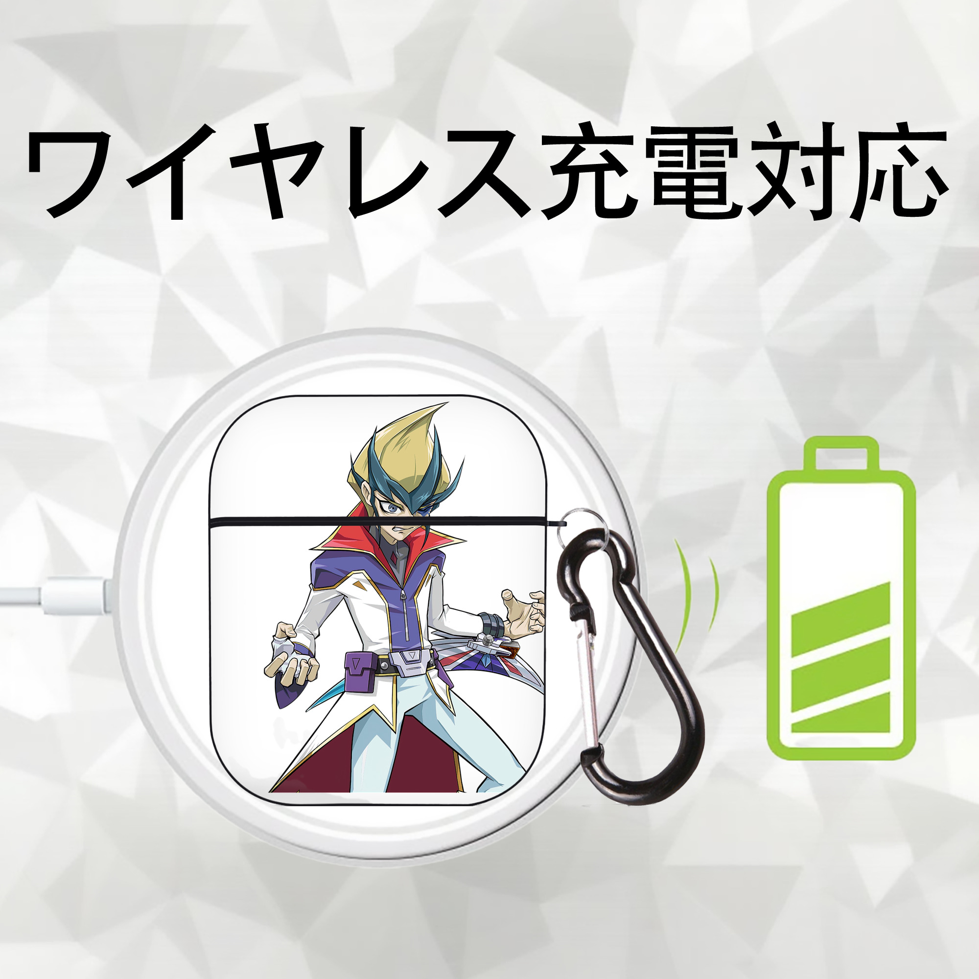 遊☆戯☆王 Yu-Gi-Oh! AirPods 第2世代保護ケース ハードシェル ブラック 耐衝撃・防指紋・カラビナ付き