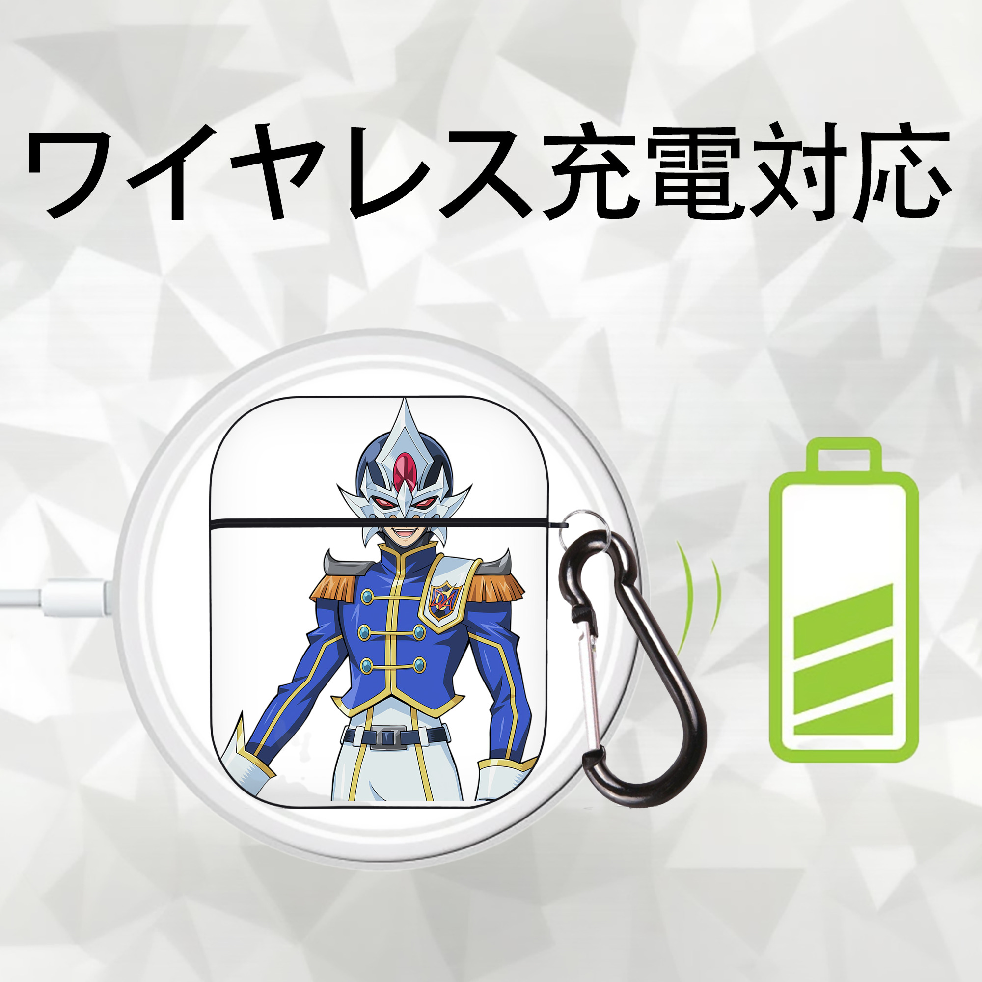 遊☆戯☆王 Yu-Gi-Oh! AirPods 第2世代保護ケース ハードシェル ブラック 耐衝撃・防指紋・カラビナ付き